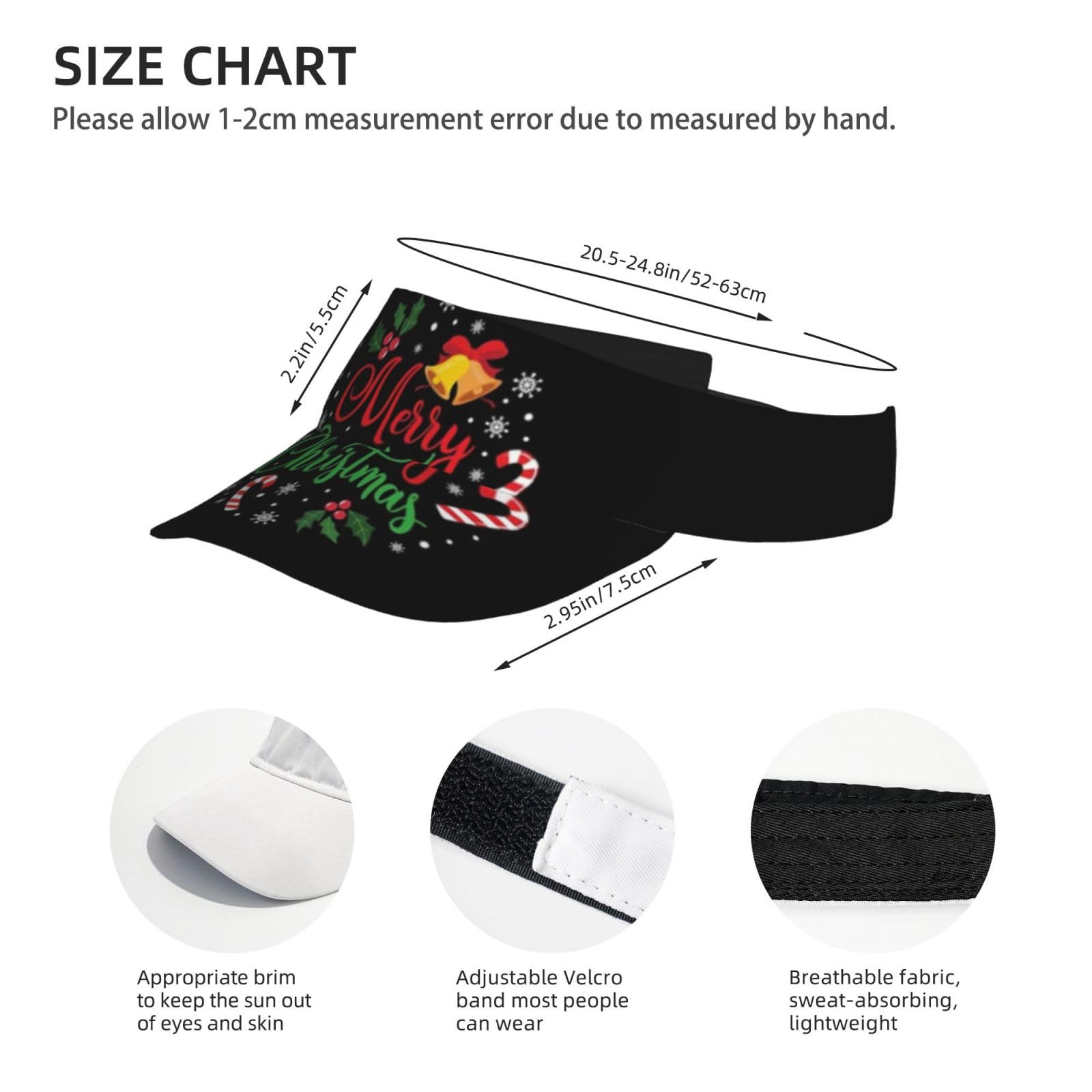 Christmas & New Year Sun Visor Hats for Men & Women - UV Protection Sports Cap for Outdoor Activities, Holiday Parties & Festive Celebrations