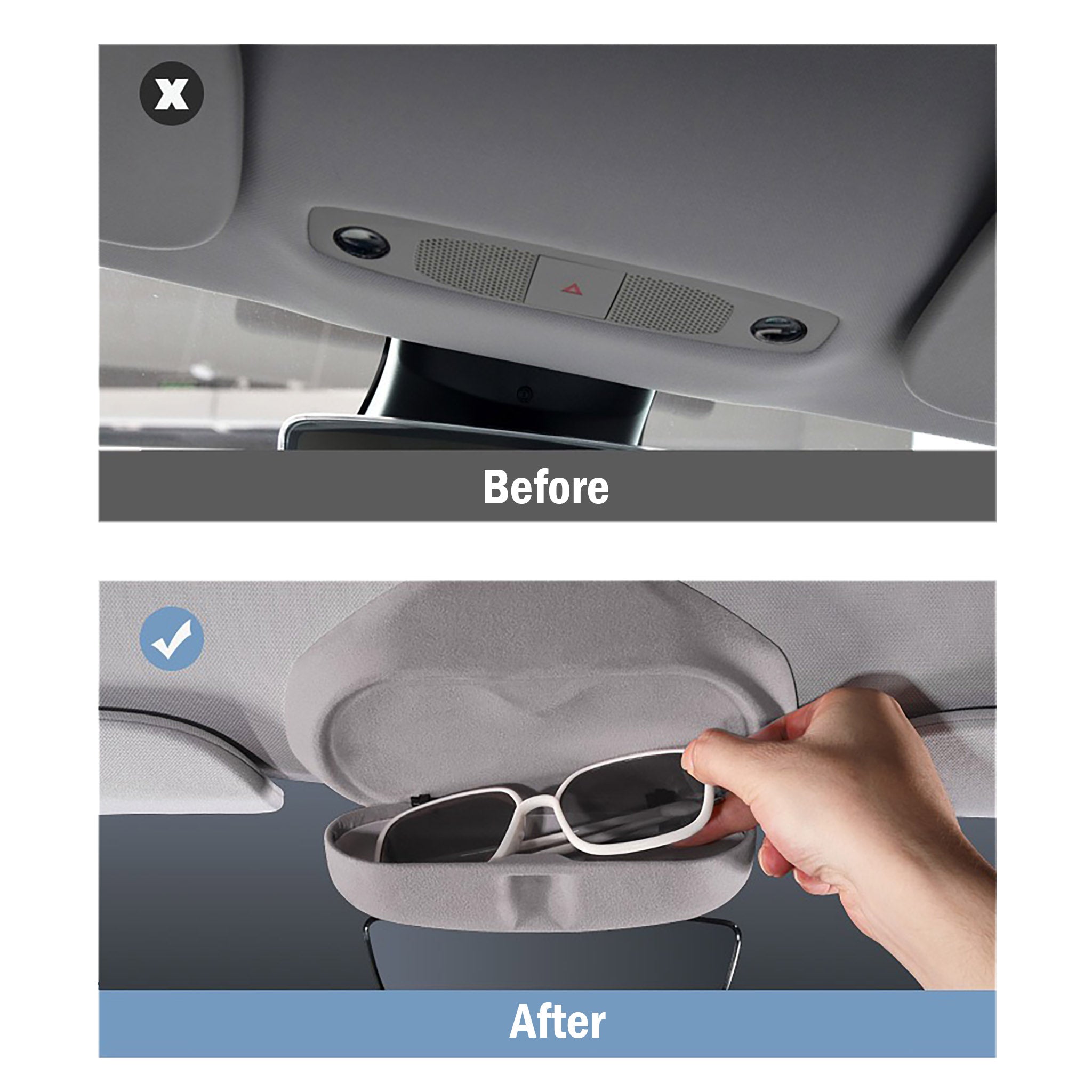 Premium Custom Fit Alcantara Sunglass Holder for Tesla Model 3 (2024) & Model Y - Luxury Car Accessories for Sunglass Storage & Organization