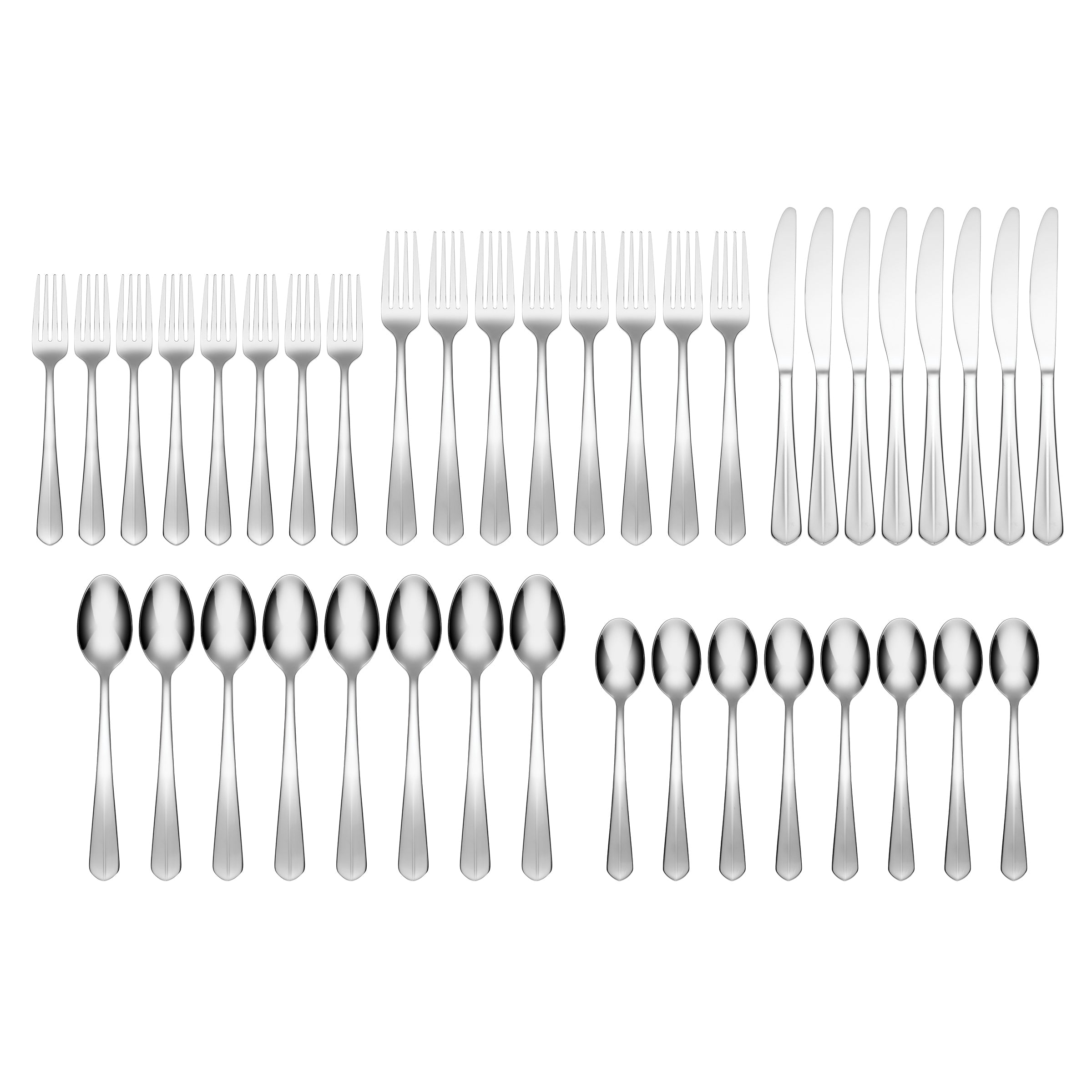 Raiden Mirror 40-Piece Stainless Steel Flatware Set with Storage Caddy - Elegant Silverware for Dinner Parties, Weddings & Everyday Dining