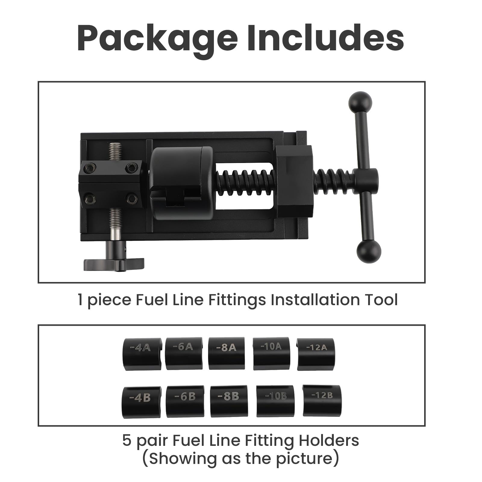 Fuel Line Fittings Installation Tool Kit for 4AN 6AN 8AN 10AN 12AN Connectors - Professional Fuel Hose & Oil Cooling Pipe Connection Set with 5 Pairs of Brackets - Perfect for Automotive, Marine, and Industrial Applications