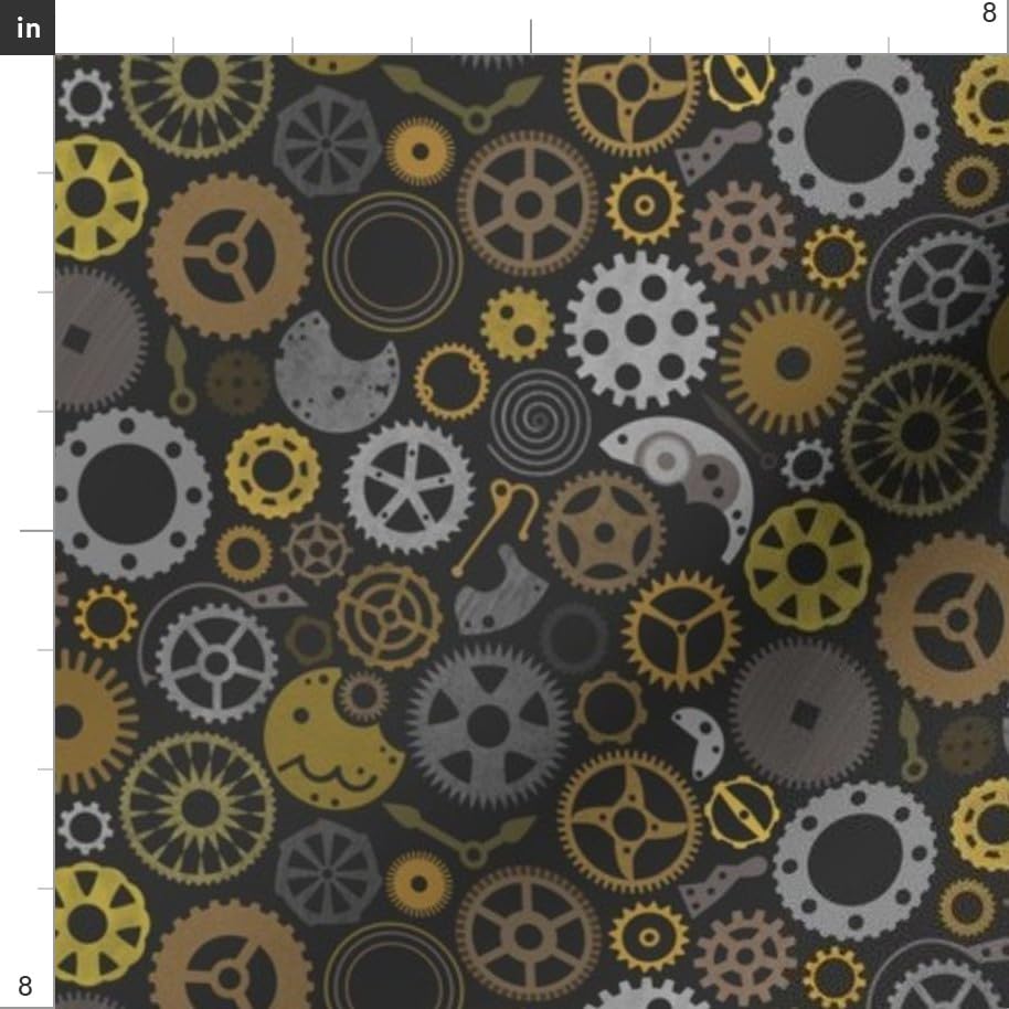 Steampunk Gray Bronze Printed Minky Fabric by The Yard - Soft Plush Material for Sewing Baby Blankets, Quilt Backing & DIY Crafts - Perfect for Steampunk Costumes, Home Decor & Gift Making