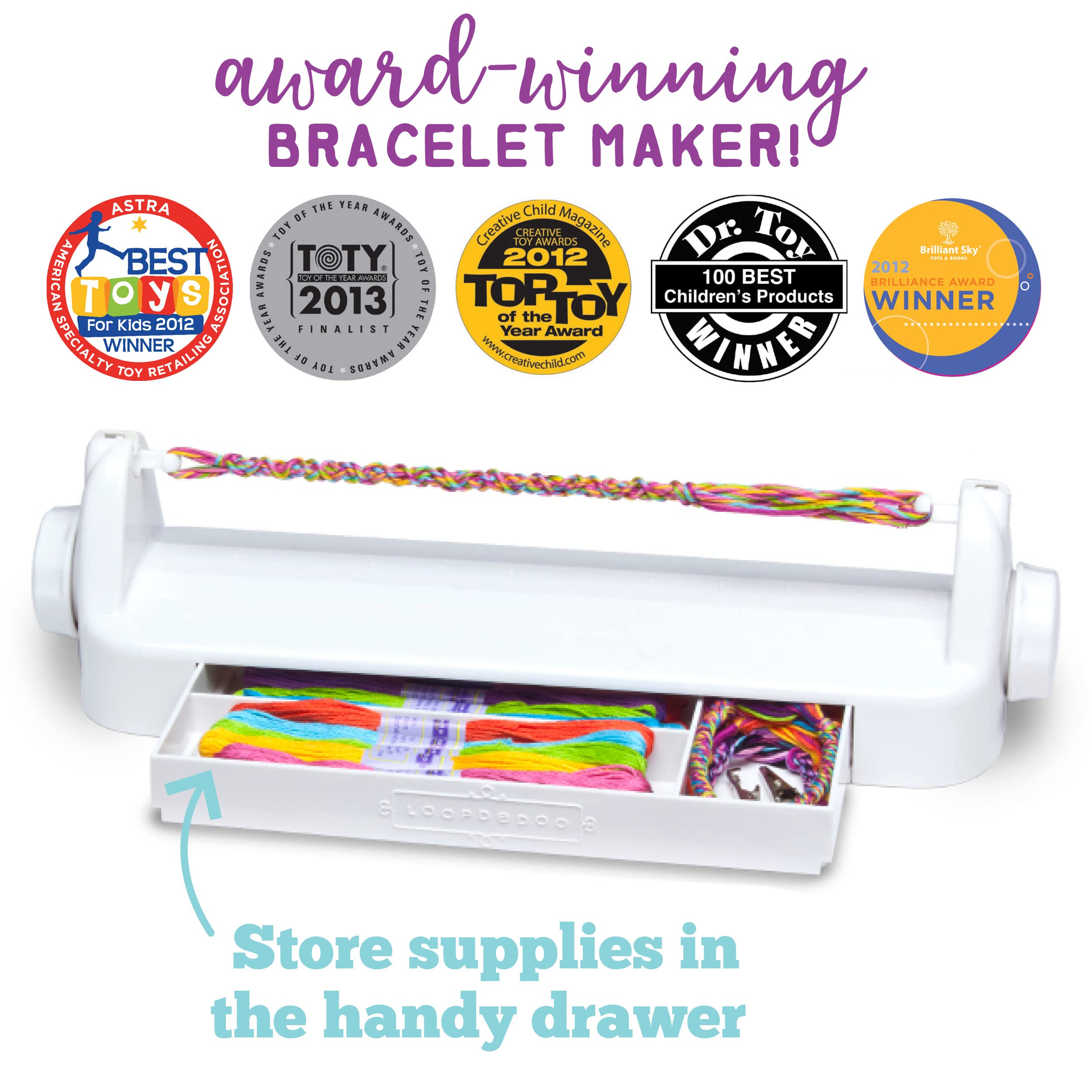 Loopdedoo Deluxe DIY Friendship Bracelet Maker Kit - Create Custom Bracelets in Minutes for Birthdays, Friendship Gifts & Parties - Award-Winning Craft Kit for Kids Ages 8+ - Perfect for Sleepovers, Summer Camps & Creative Play