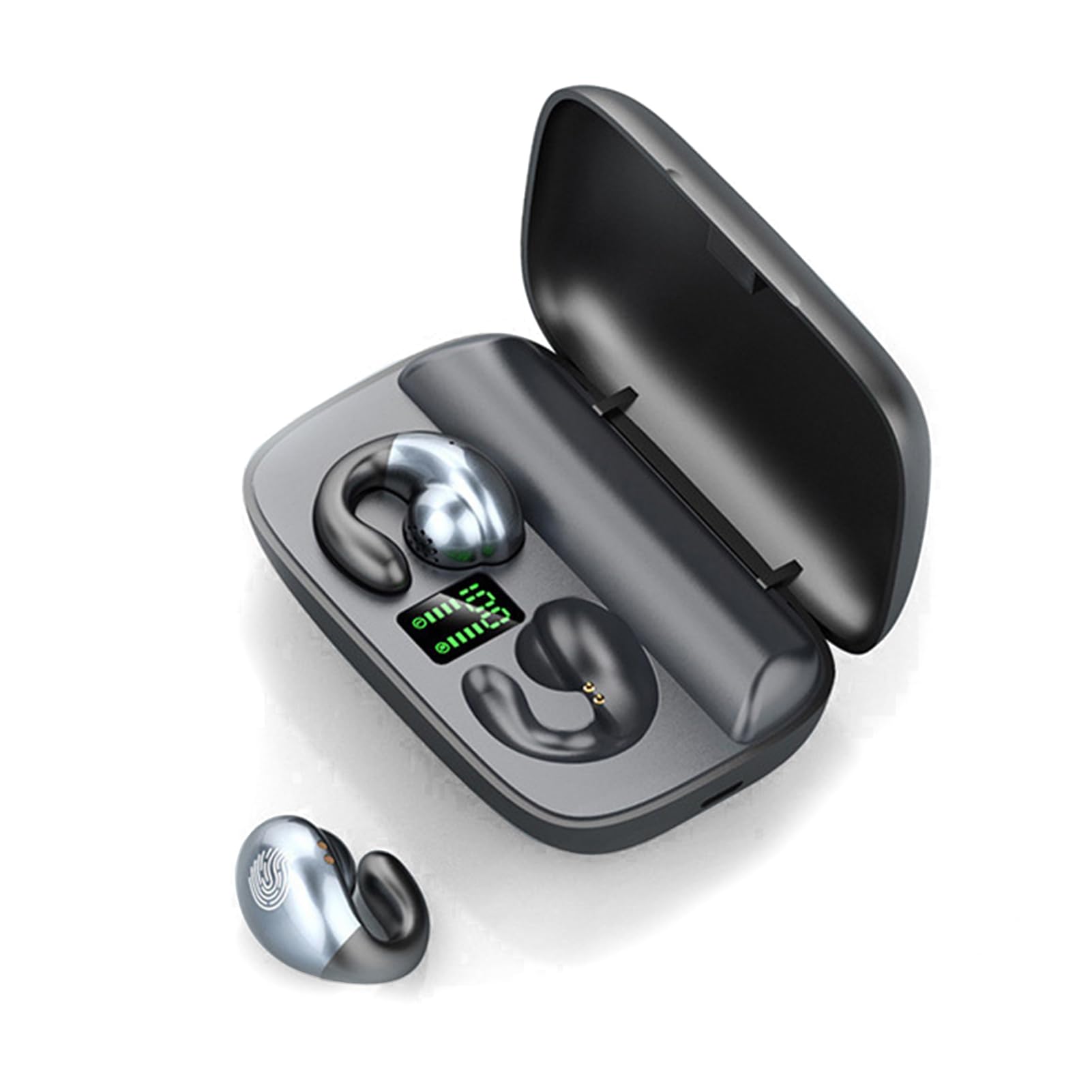Wireless Bluetooth 5.0 Earbuds with Ear Hooks - Open Ear Bone Conduction Headphones, IPX7 Waterproof, Noise Canceling, Lightweight Sports Earphones for Cycling, Running, Driving & Workout - Secure Fit for Active Lifestyles