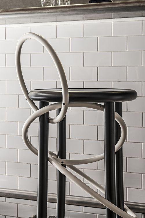 GTV Cirque Two Tone Bentwood Stool - Modern Accent Stool for Living Room, Bedroom & Entryway - Handcrafted Wooden Bar Stool with Elegant Design