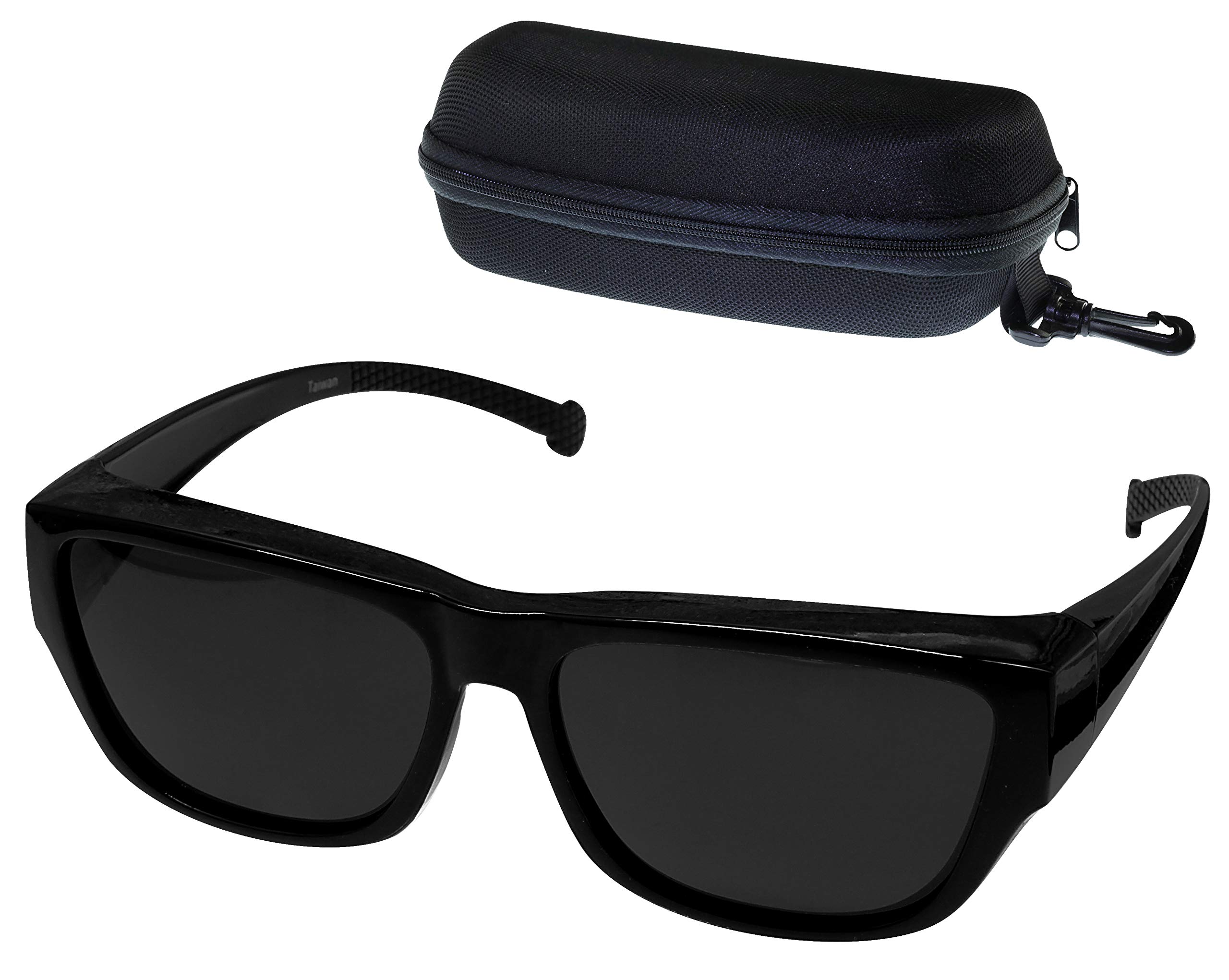 ETP Polarized Clip-On Sunglasses for Over Glasses - UV Protection Wraparound Shades with Case - Perfect for Driving, Fishing & Outdoor Activities
