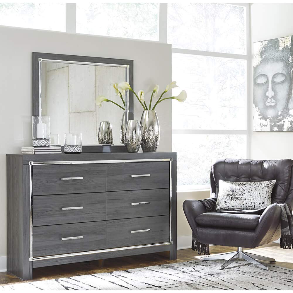 Ashley Furniture Lodanna Gray Bedroom Glass Mirror - Elegant Full-Length Mirror for Dressing Room, Bedroom Decor & Vanity Makeup Area