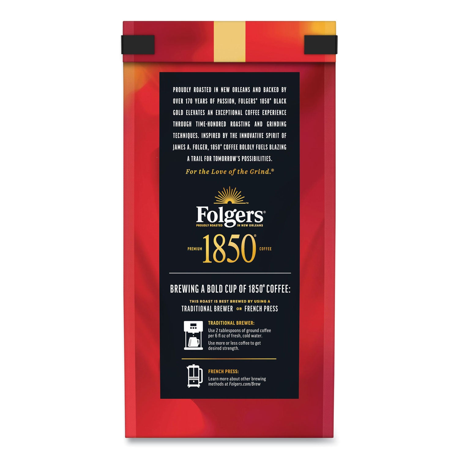 Premium 1850 Black Gold Coffee - 12 oz Bag of Rich, Bold Roast - Perfect for Morning Brews & Office Use