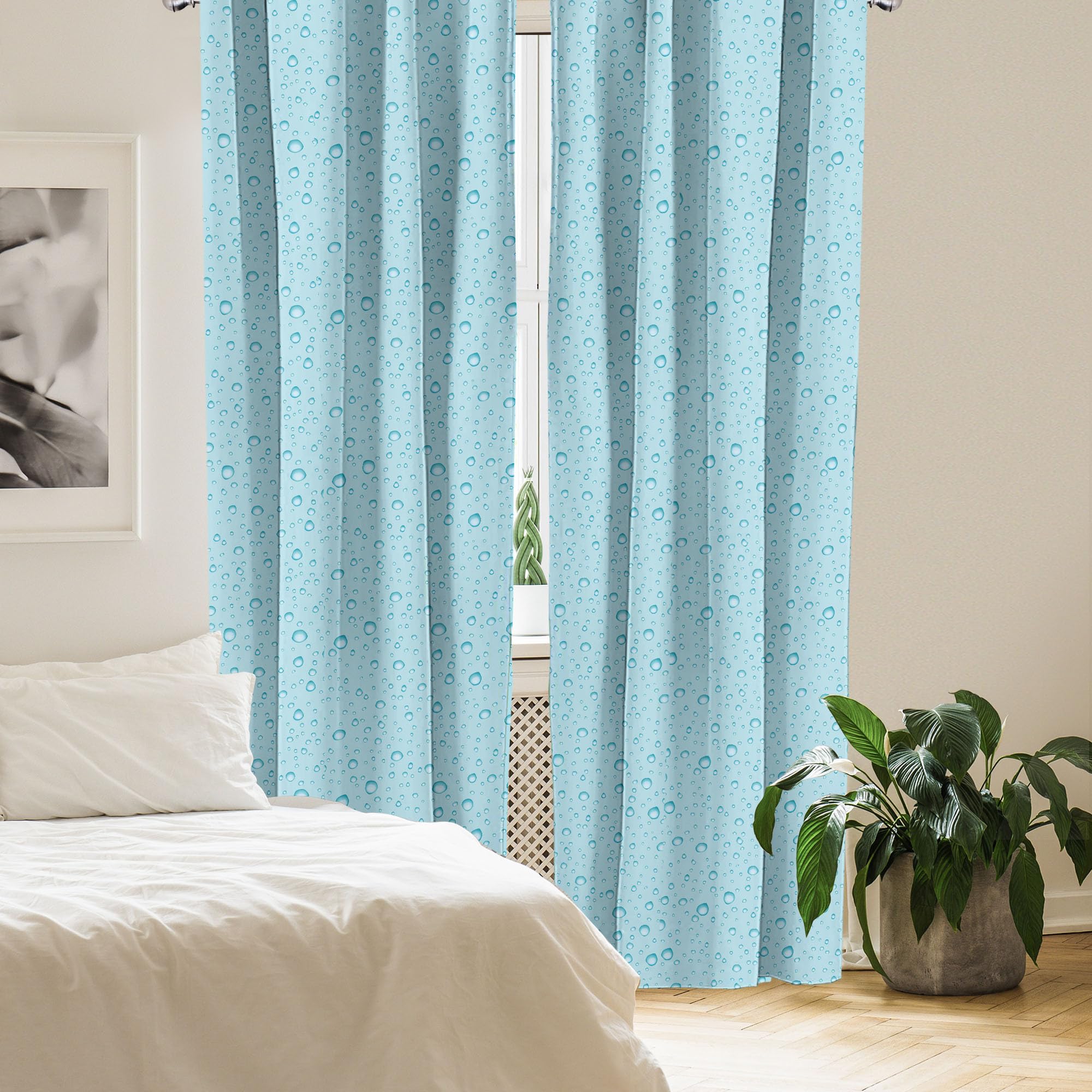 Ambesonne Aqua Water Drop Curtains - 2 Panel Set, 28