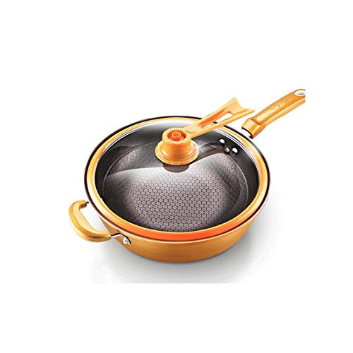 32cm Stainless Steel Wok with Lid - Insulated Cooking Pot for Boiling Medicine, Soup & Healthy Meals - Durable Kitchen Utensils for Chinese Herbs, Steaming & Stir-Frying