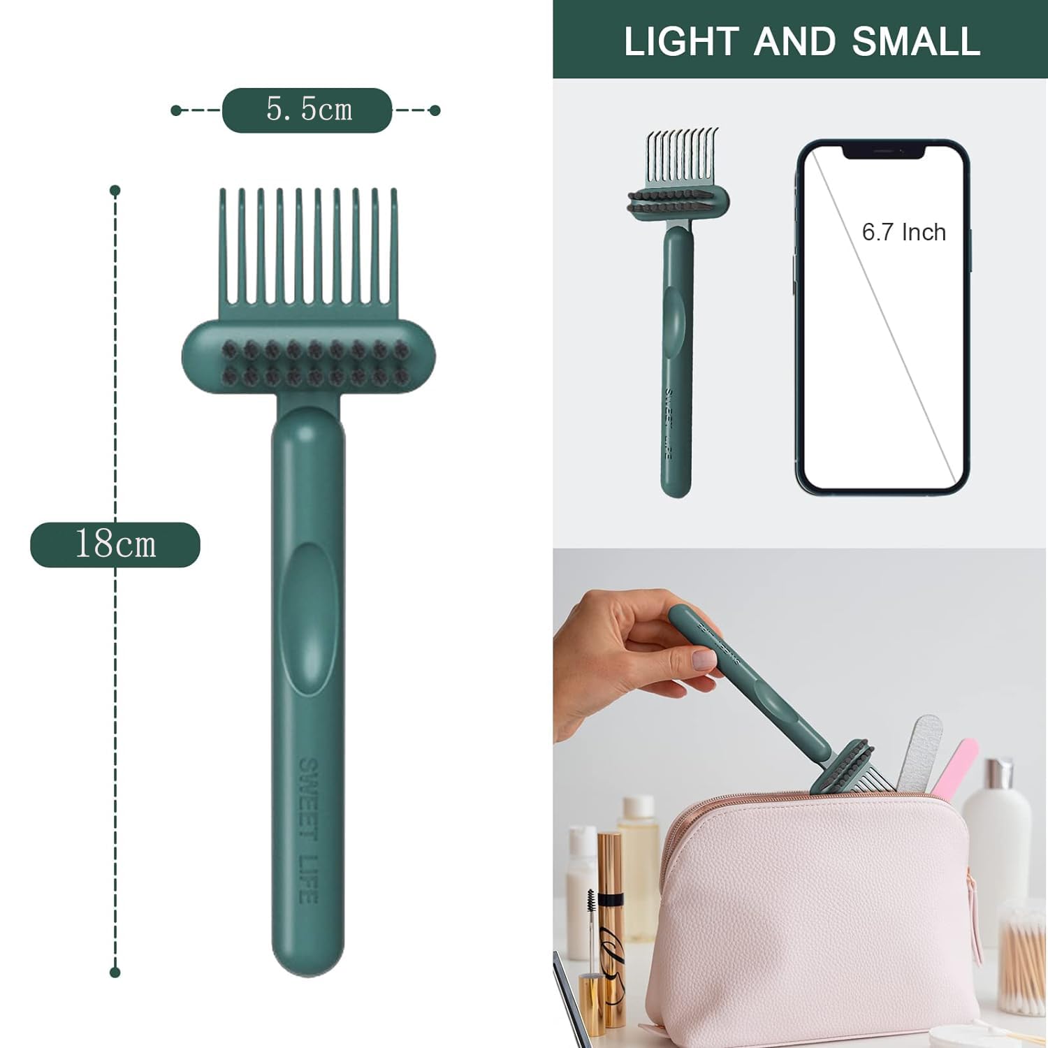 Galinpo 2-in-1 Hair Brush Cleaning Tool with Embedded Comb - Hair Brush Cleaner & Remover Rake for Removing Hair, Dust & Lint - Perfect for Home, Salon & Travel Use