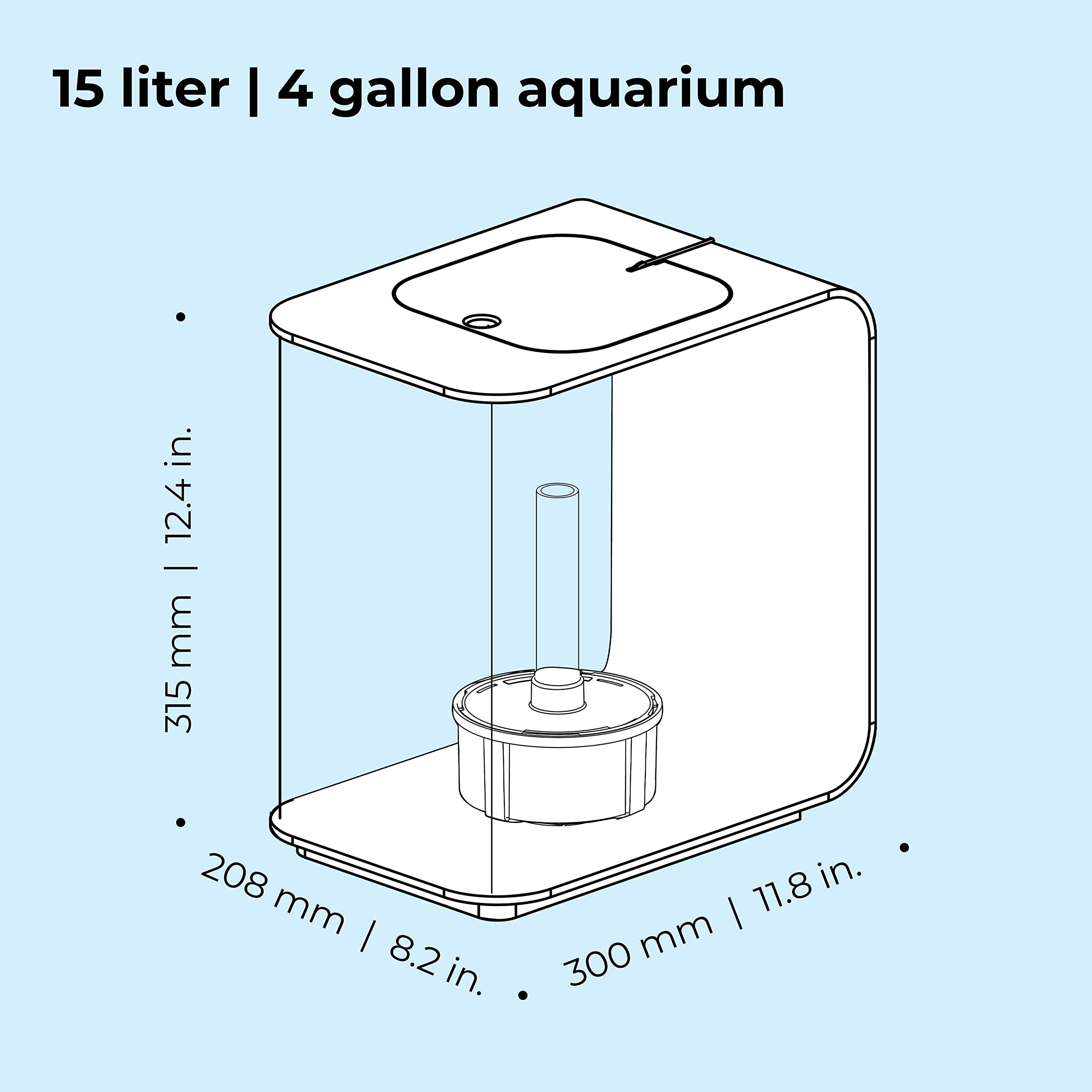 biOrb Flow 15 Acrylic 4-Gallon Aquarium with White LED Lights - Modern Compact Fish Tank for Tabletop or Desktop Display - Perfect for Home, Office, or Small Space Decor (White)