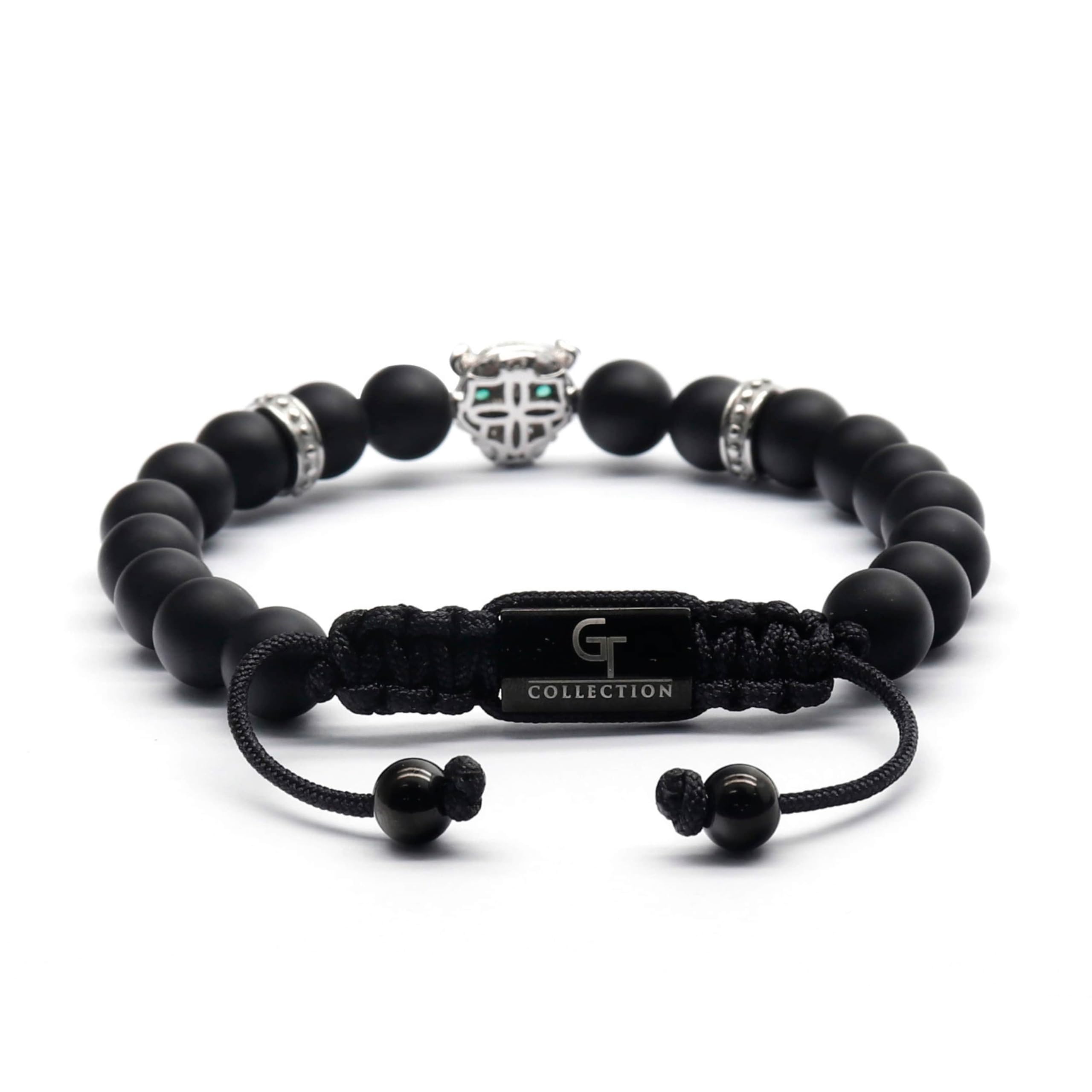 Handmade Leopard Beaded Bracelet for Men - Adjustable Natural Stone Bracelet with Stainless Steel Leopard Bead - Unique Valentine's Day Gift for Him - Perfect for Casual Wear, Date Night & Special Occasions