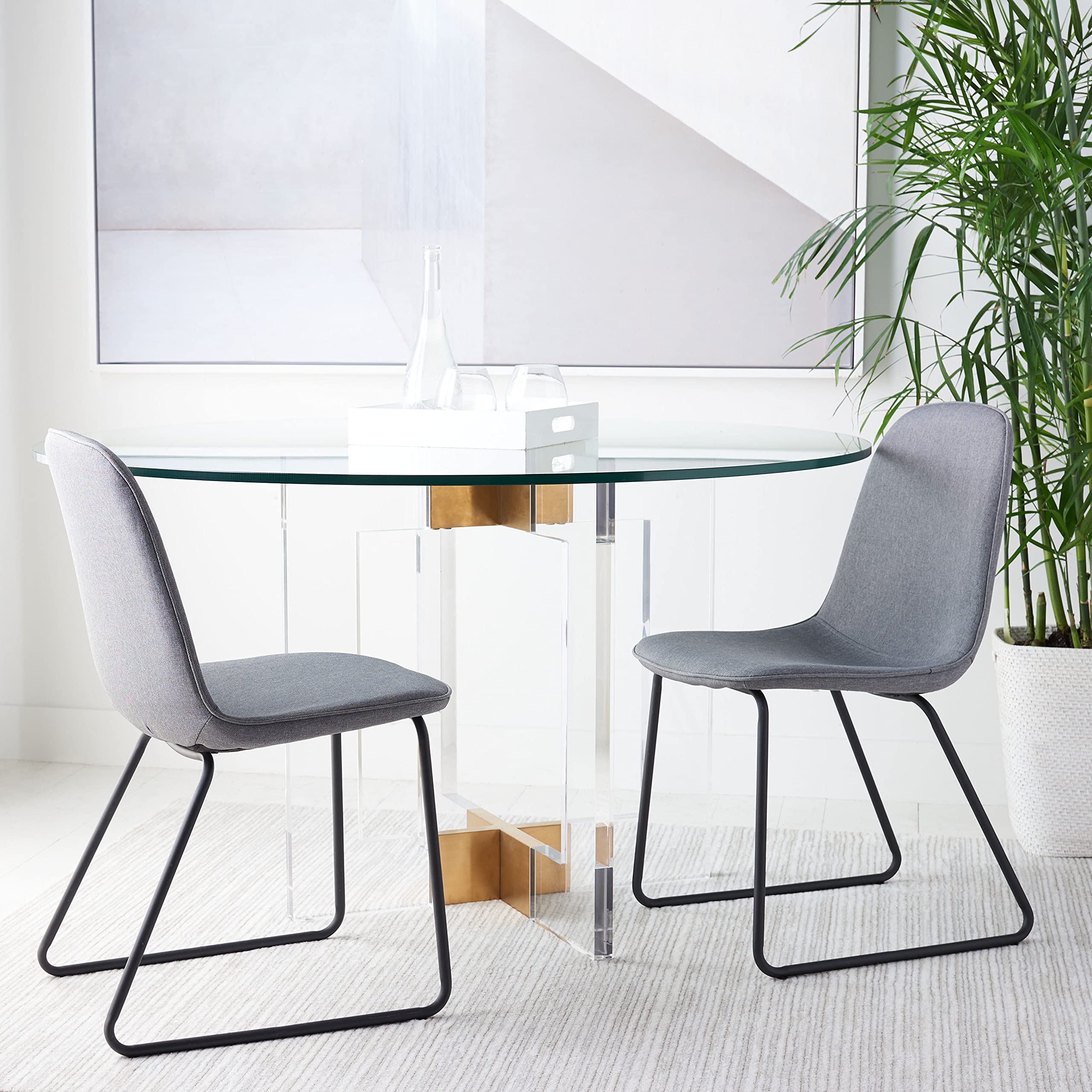SAFAVIEH Makalu Grey/Black Modern Accent Chair for Living Room & Dining Room - Stylish Home Decor for Small Spaces, Apartments, and Offices