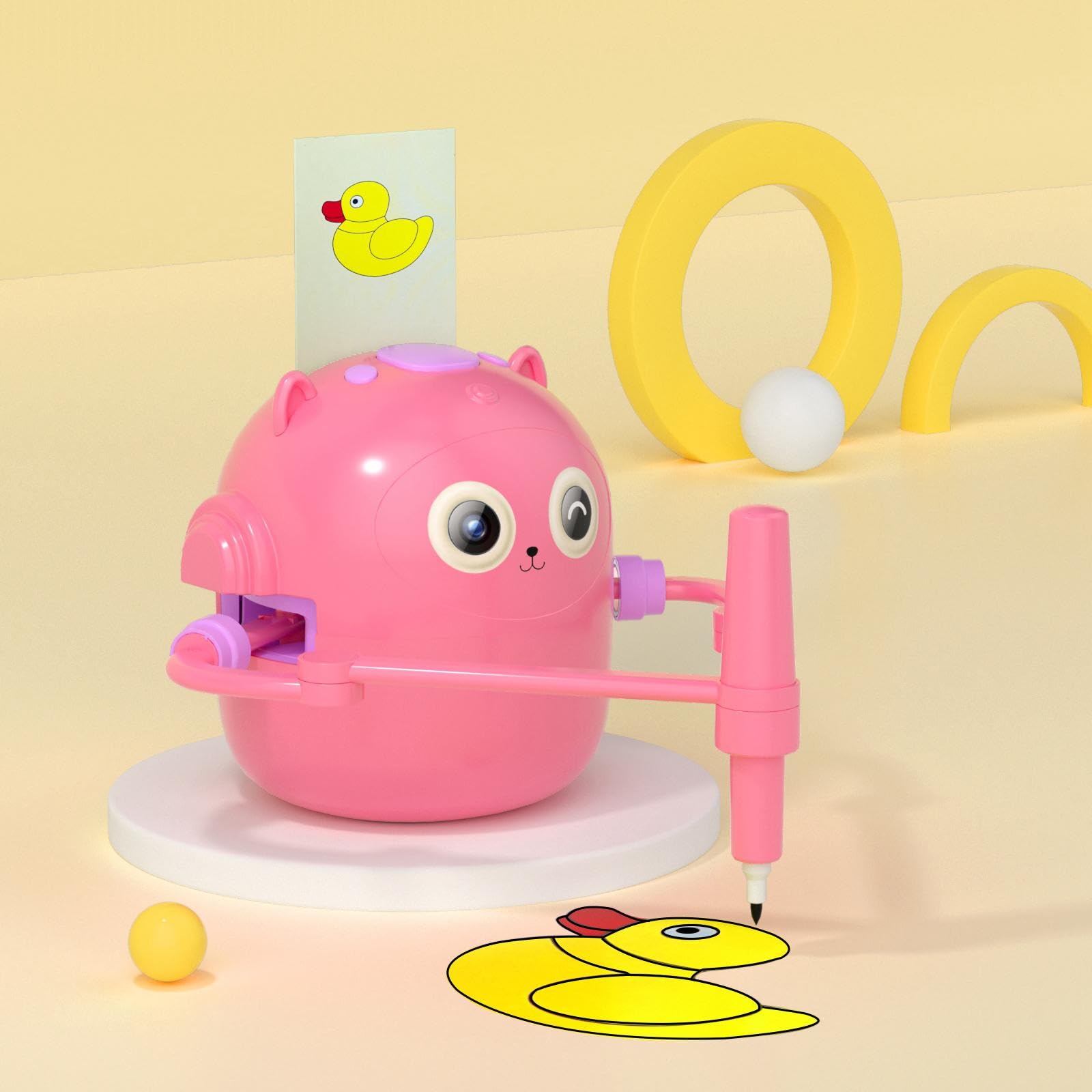 Educational Drawing Robot for Kids with 100 Drawing Cards & 2 Pens - STEM Learning Toy for Children Ages 4-8, Creative Art Gift for Girls & Boys (Pink) - Perfect for Home, Classroom & Birthday Party Activities
