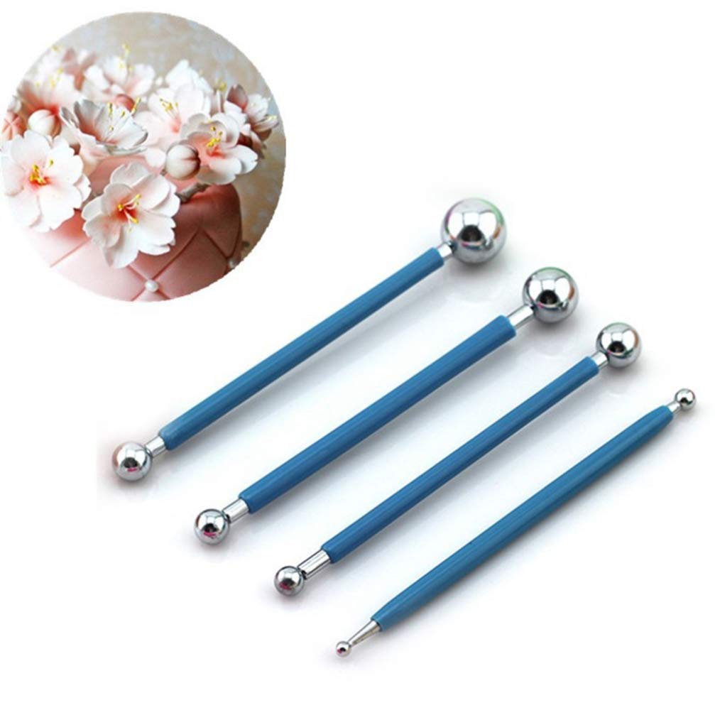 4-Piece Metal Fondant Cake Decorating Tools Set - DIY Gumpaste Modeling Clay Sculpting Kit for Professional Cake Design | Perfect for Birthday, Wedding & Baking Projects