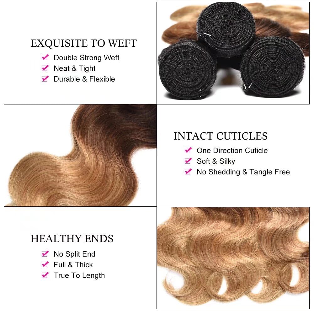 FEEL ME 3 Bundles Brazilian Straight Virgin Hair Extensions - 20/22/24 Inch Unprocessed 100% Human Hair Weft (Color 30 Brown) for Sew-in, Clip-in & Glue-in Hairstyles - Perfect for Daily Wear, Parties & Special Occasions