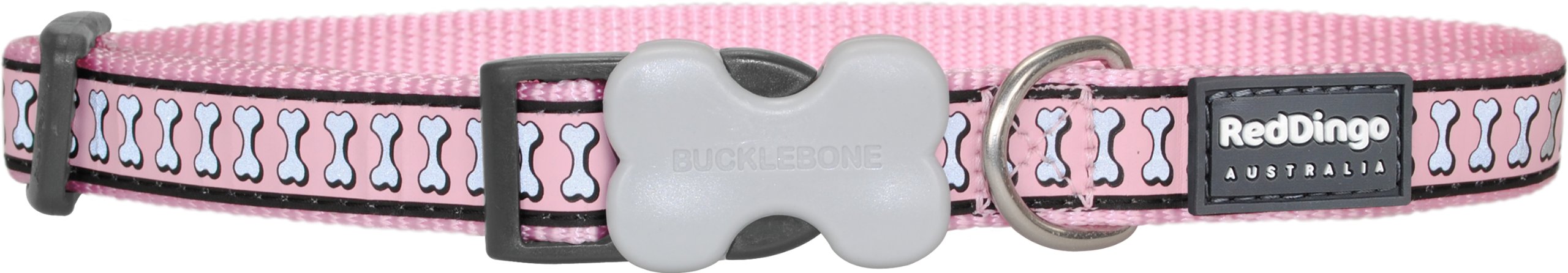 Red Dingo Reflective Dog Collar - Medium Size Pink Safety Collar for Dogs | High Visibility Night Walking, Jogging & Outdoor Adventures