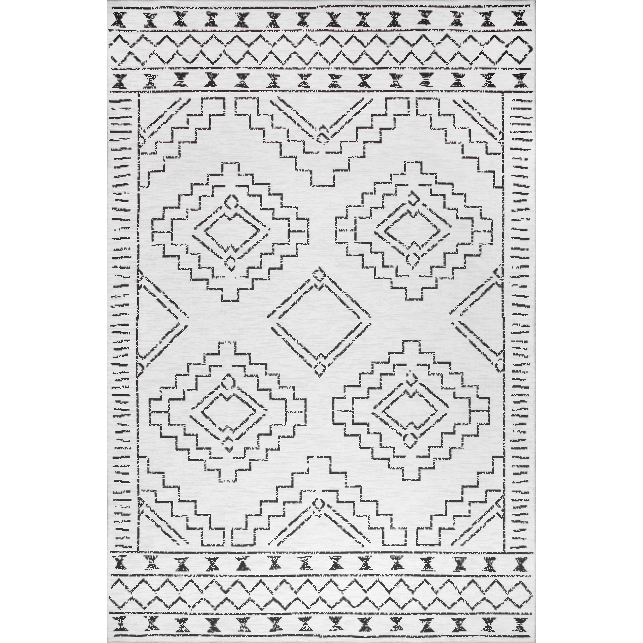 nuLOOM 8' Square SpinClean Machine Washable Stain-Resistant Non-Slip Area Rug - Perfect for Living Room, Bedroom & Dining Room - Noa White - Adds Comfort & Style to Home Decor