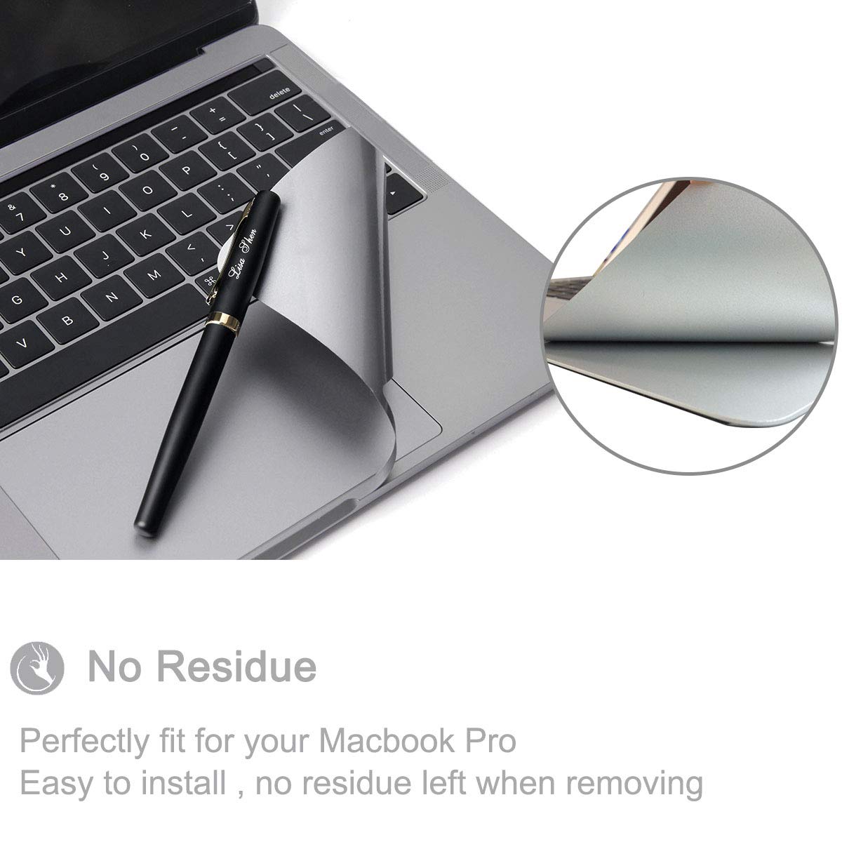 MacBook Pro 14 Inch Protective Skin with Palm Rest & TrackPad Cover (M1/M2/M3/M4 Chip Compatible) - Silver | Durable Laptop Decal for Work, Travel & Home Office Use