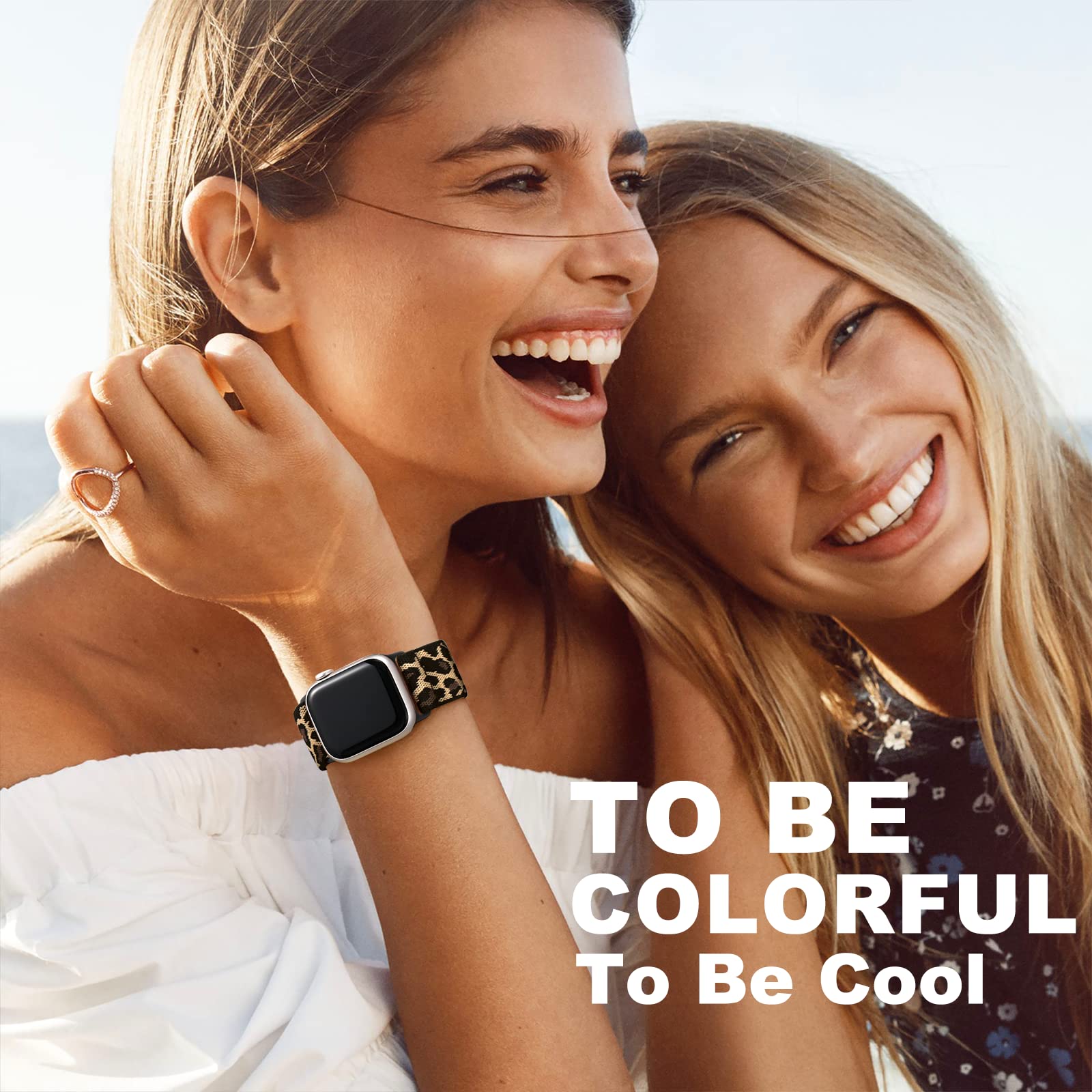 Stretchy Nylon Boho Solo Loop Bands for Apple Watch 38mm 40mm 42mm 44mm - Compatible with Ultra 2, Series 9/8/7/6/5/4/3/2/1 - 6 Pack Adjustable Sport Wristbands for Women & Men - Perfect for Workouts, Running & Everyday Wear