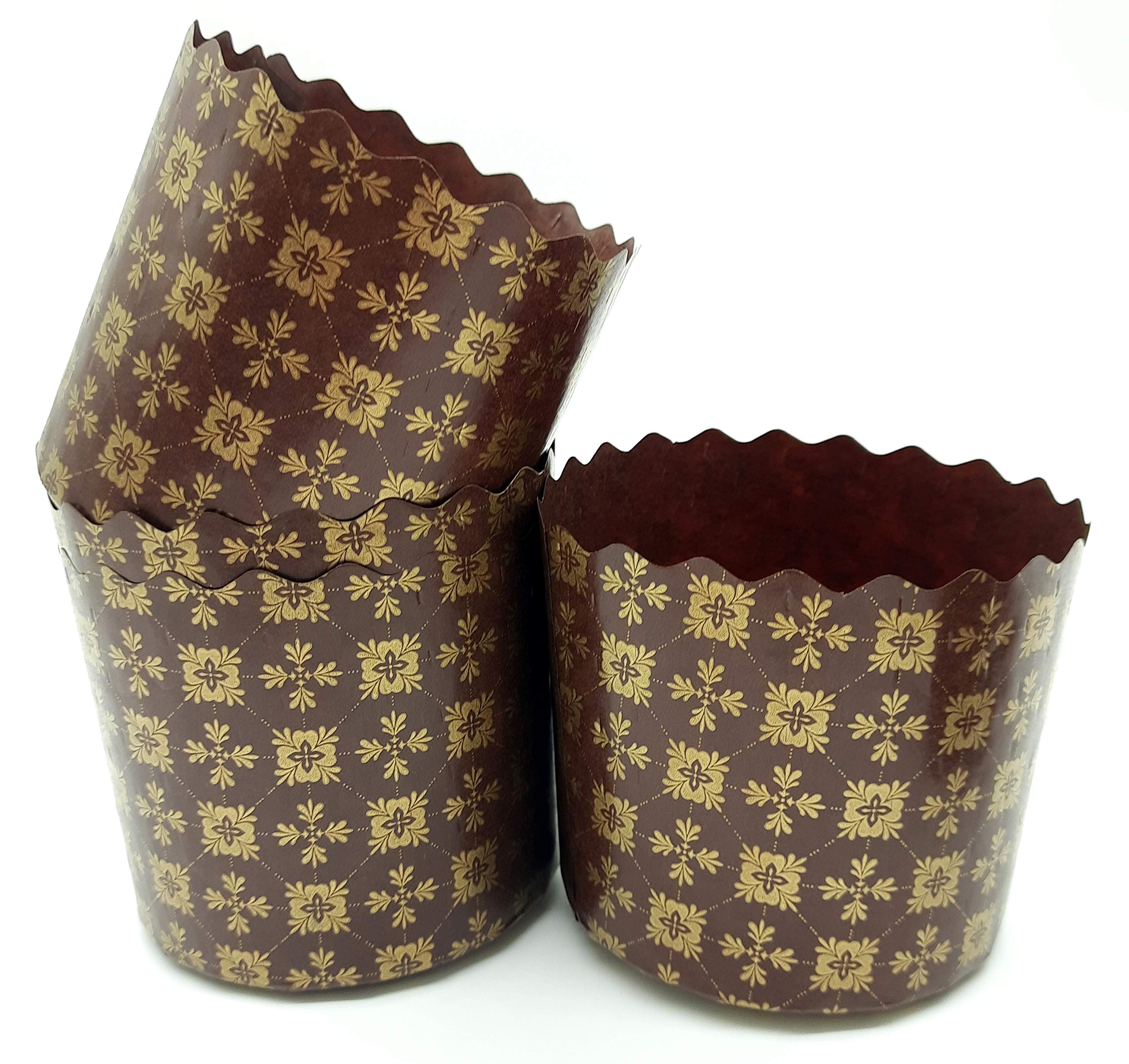 8oz Easter Bread Paper Molds - 25 Pack Kulich Baking Forms for Paska & Panettone | Non-Stick Brown Design (3.55
