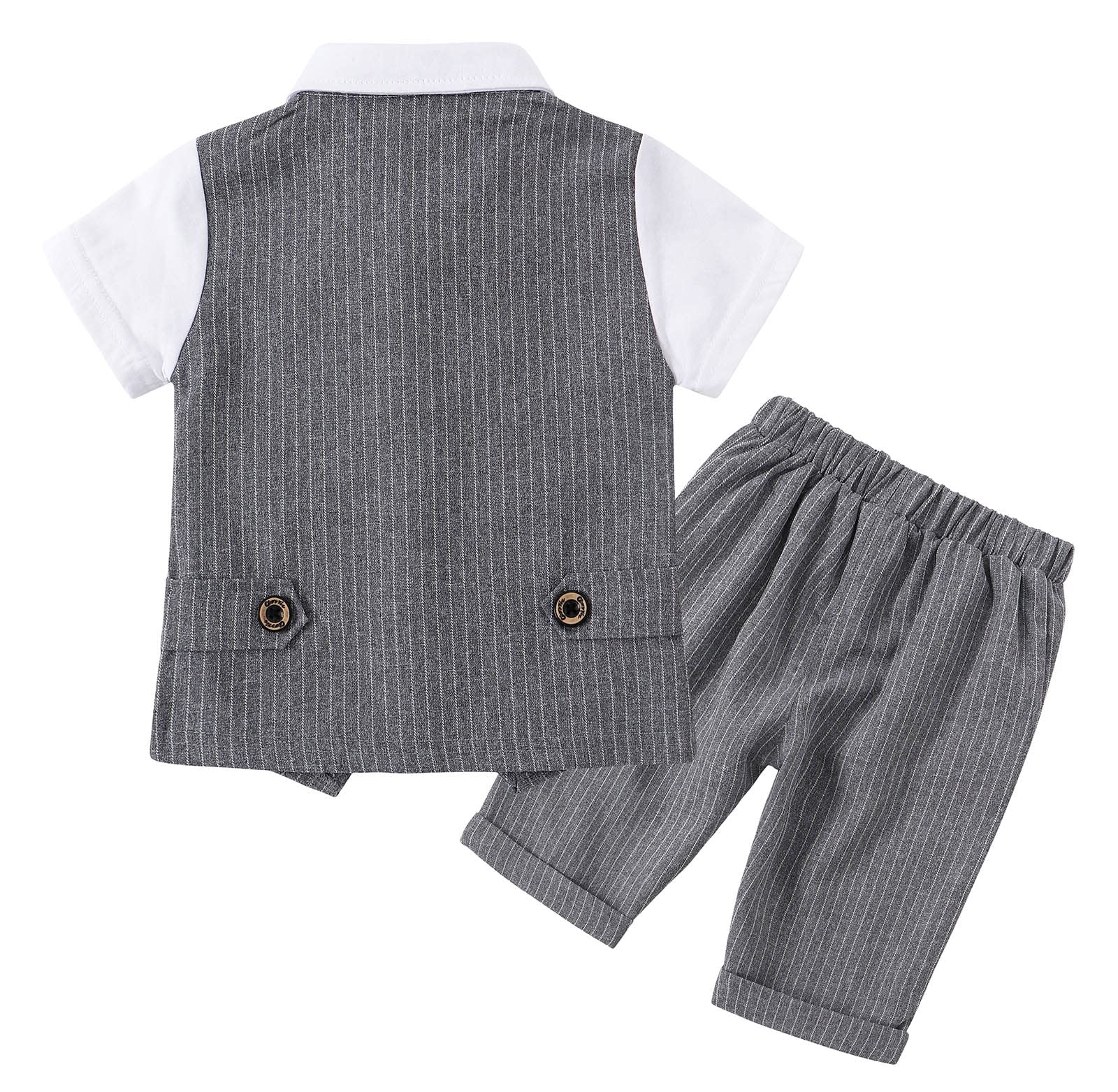 HenzWorld Baby Boys Formal Suit Set - Gentleman Outfits for Kids Wedding, Birthday Party & Special Occasions | Stylish Shirt & Shorts Outfit for Toddler Boys