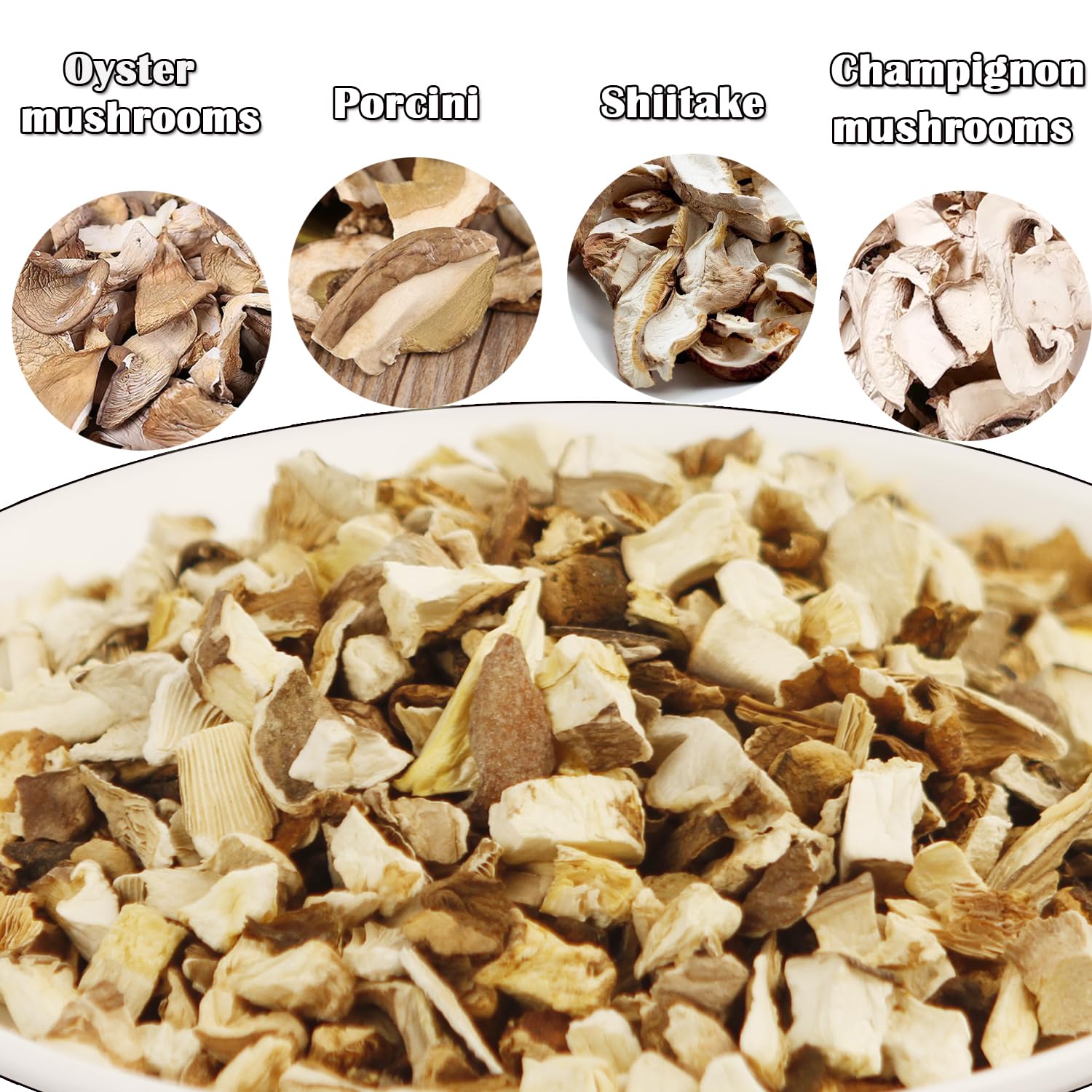 Premium Dried Assorted Mushrooms Granules & Porcini Mushroom Powder - Gourmet Cooking Ingredient for Soups, Risottos, Pasta & Vegan Recipes