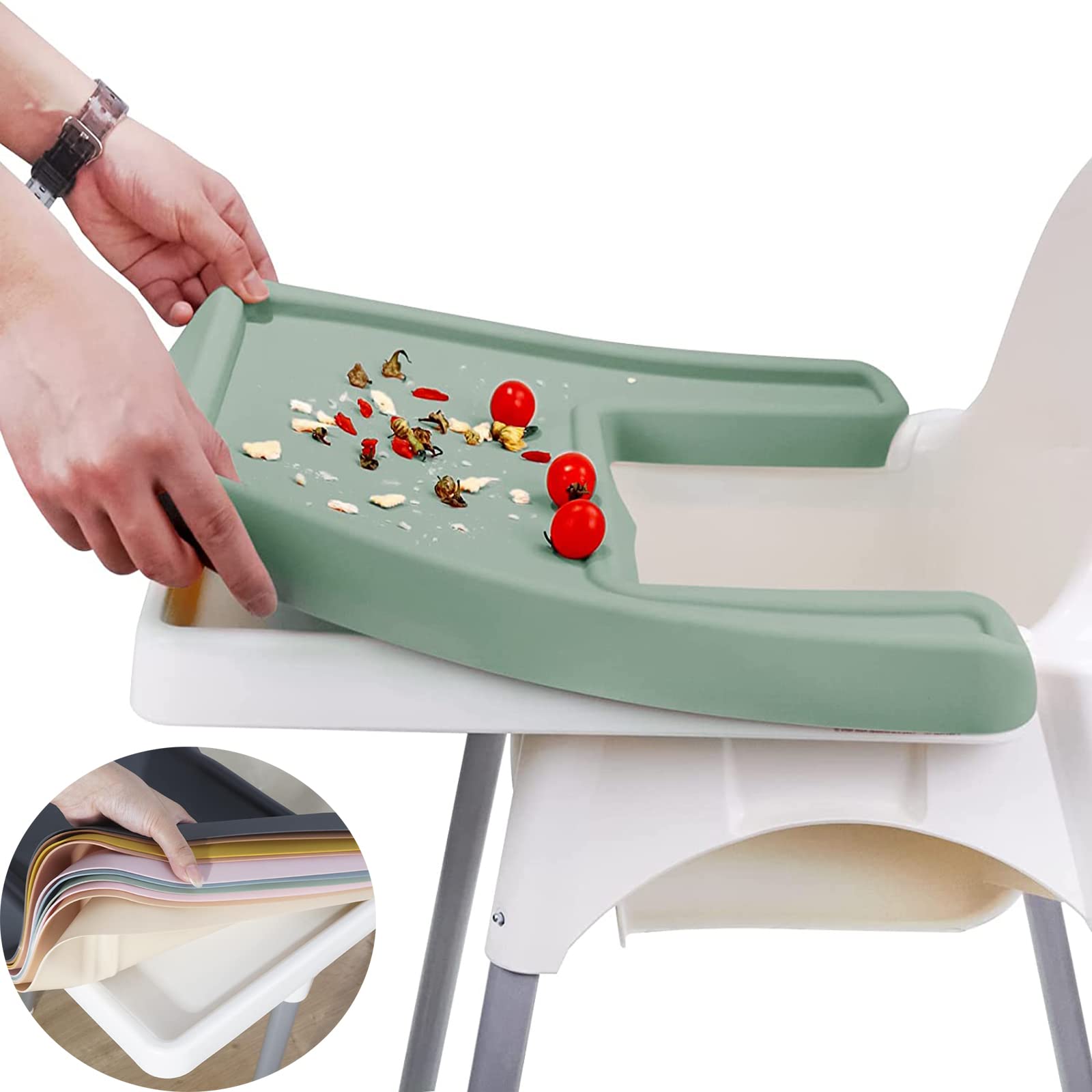 Non-Slip Silicone High Chair Placemat for IKEA Antilop - Durable, Hygienic Baby Feeding Tray Cover for Toddlers - Easy to Clean, BPA-Free - Perfect for Mealtime, Snacks & Finger Foods (Pink)