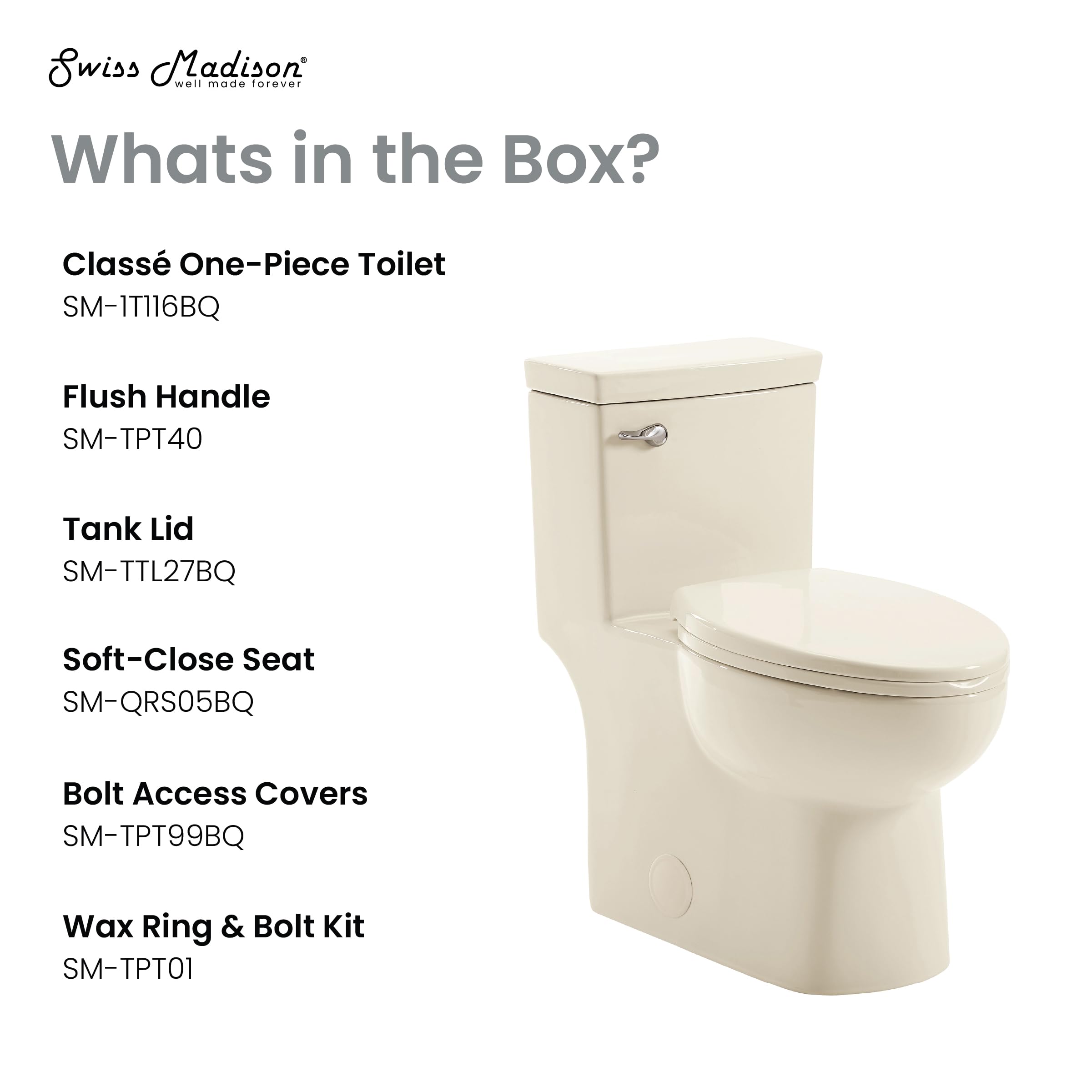 Swiss Madison Classe One Piece Toilet - Modern Elongated ADA Compliant Bathroom Toilet with Dual Flush 1.28 GPF, Front Flush Handle in Bisque Color - Perfect for Residential & Commercial Bathrooms, Hotels and Restrooms