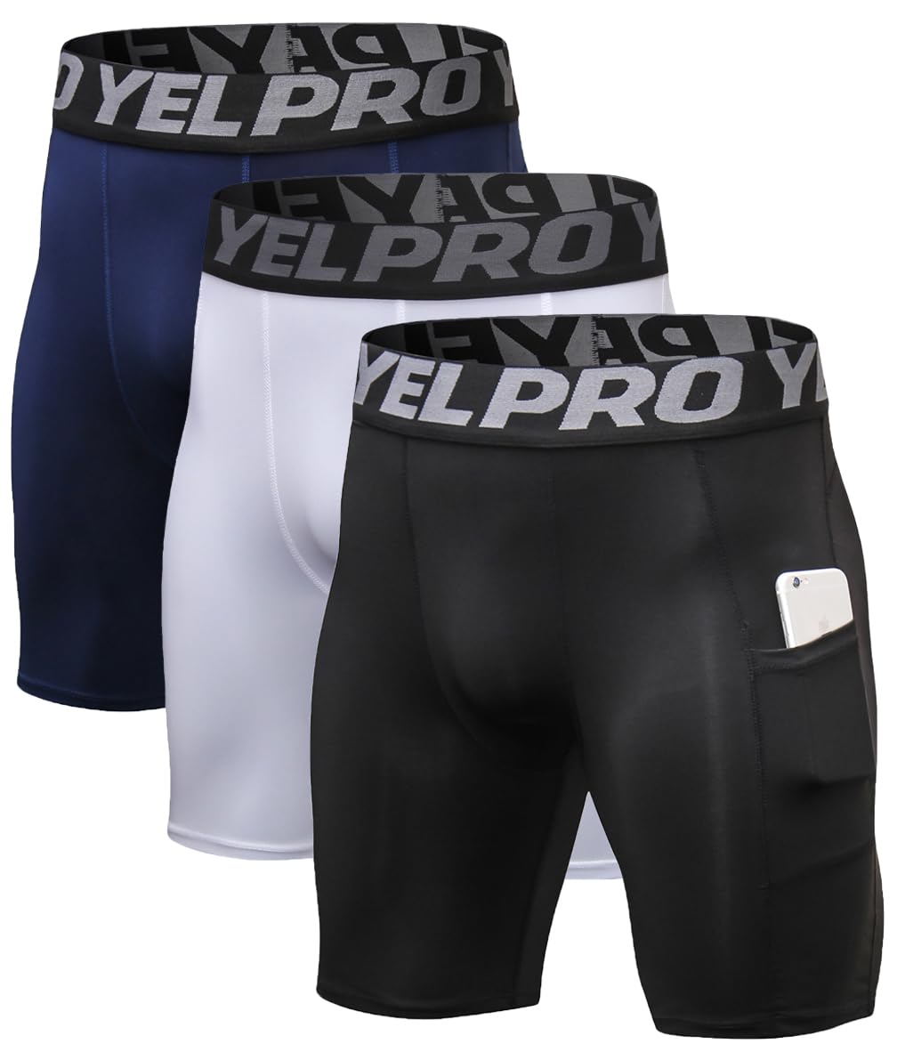 Queerier Men's Compression Shorts 1/3/4 Pack - Moisture Wicking Spandex Workout Underwear for Running, Sports & Gym - Breathable Athletic Base Layer Shorts for Men - Perfect for Jogging, Cycling & Training