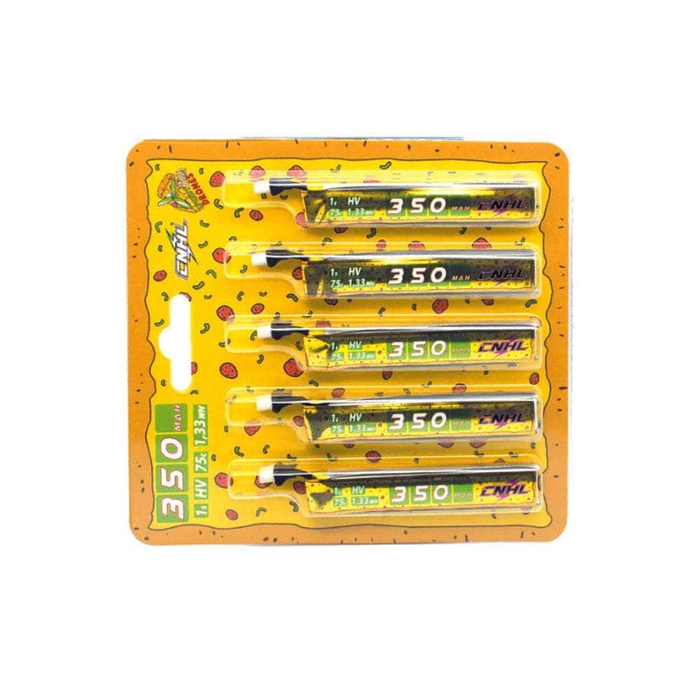 CNHL SpeedyPizza 3.8V 1S 350mAh 75C LiHV High Performance RC Battery 5 Pack with BT2.0 Connector - Perfect for FPV Drones, RC Cars, and Mini Quadcopters