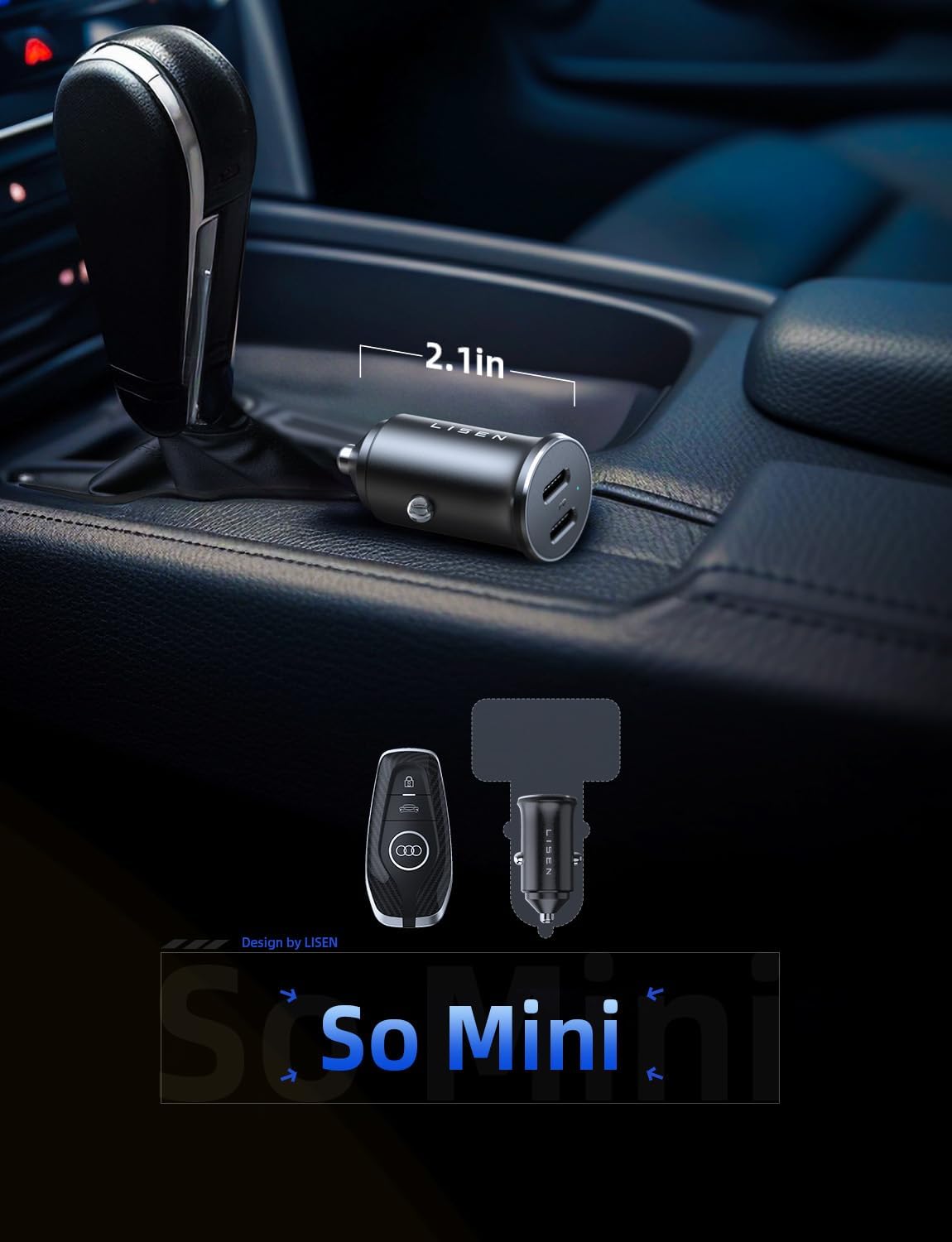 LISEN 90W USB C Car Charger Fast Charging Cigarette Lighter Adapter - Dual Port 12V Quick Charge for iPhone 16/15/14/13 Pro Max/Mini/Plus & Samsung S23/S24 - Perfect for Road Trips & Long Drives