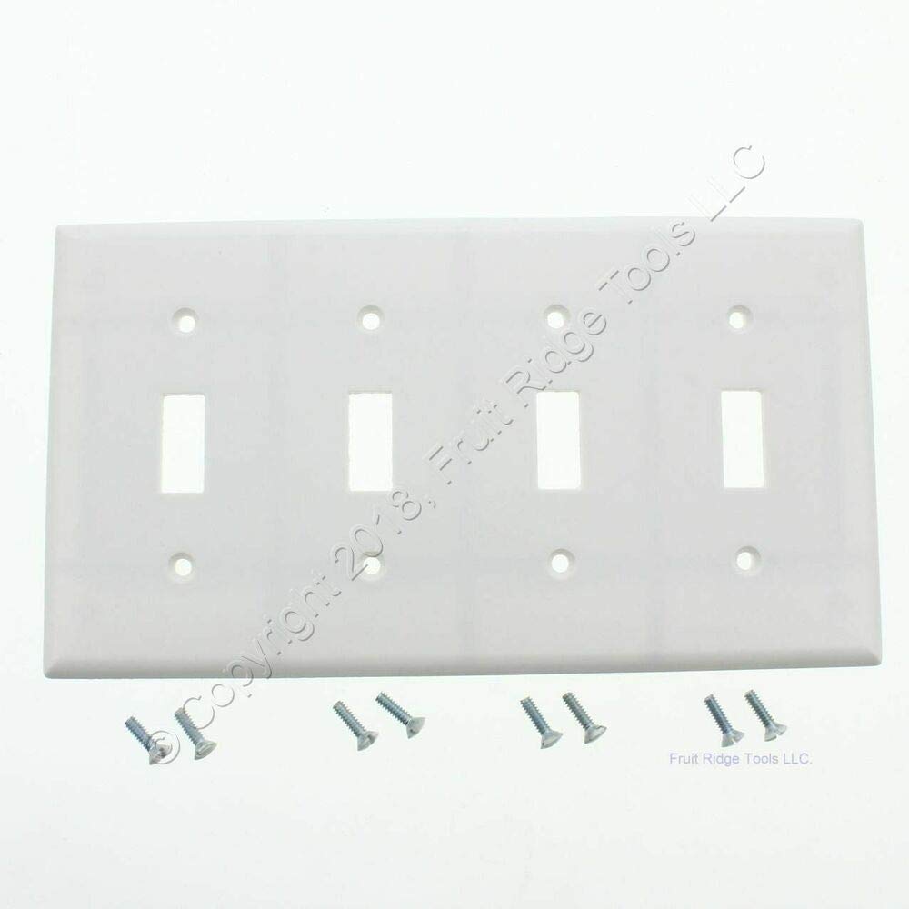4 Gang Toggle Light Switch Cover Wall Plate - Plastic Electrical Outlet Cover Plate 2154W, Eagle White - Perfect for Home, Office & Commercial Spaces