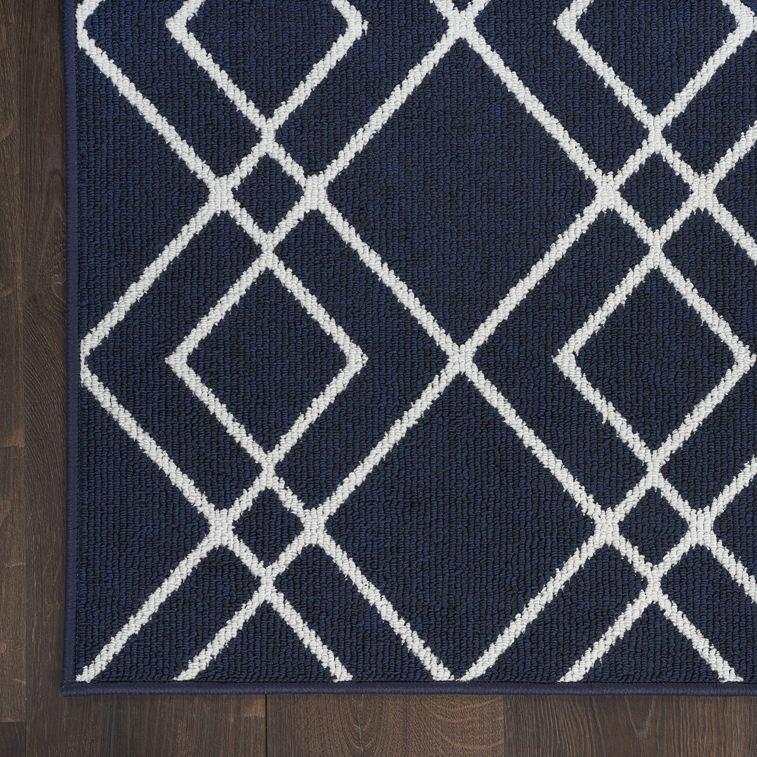Nourison Modern Geometric Navy Blue 8' x 10' Area Rug - Easy to Clean, Non-Shedding, Soft & Durable - Perfect for Living Room, Bedroom, Dining Room or Kitchen Decor