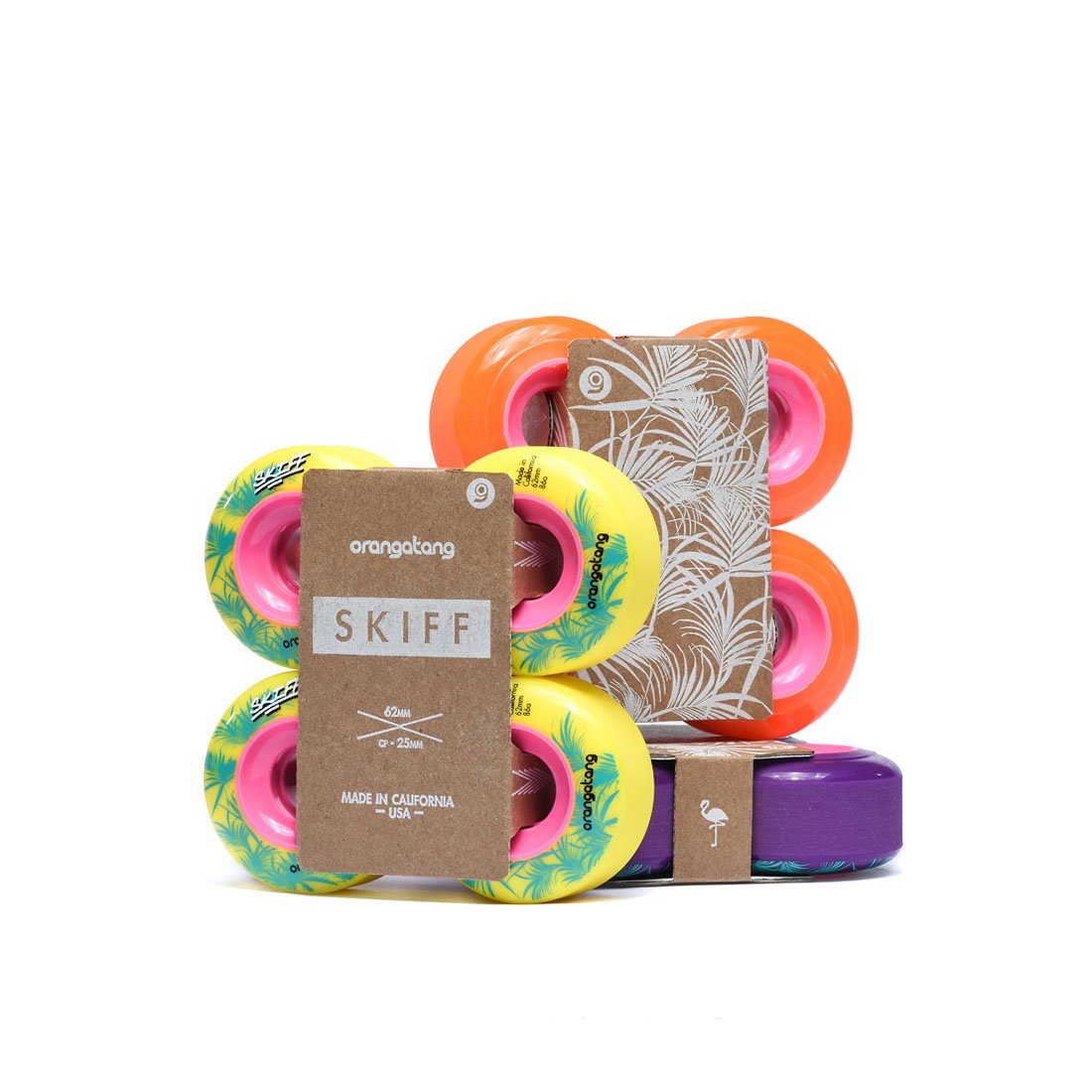 Orangatang Skiff 62mm All-Terrain Skateboard Wheels - Set of 4 - High Performance Cruiser Wheels for Rough Roads & Off-Road Riding - Perfect for Longboards, Cruisers & Commuter Skateboards