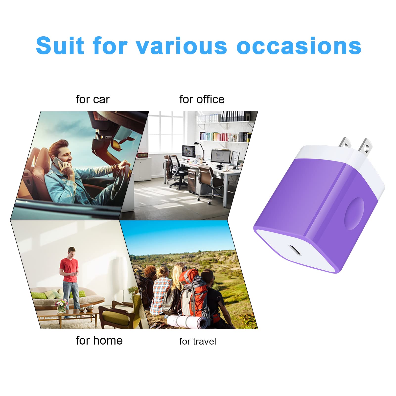 GiGreen 20W PD Fast Charger USB C Block Wall Plug - Compatible with Samsung Galaxy A15 5G/A14/A13/A54, iPhone 15/14/13 Pro Max, Pixel 8/7a/6, iPad Pro - Perfect for Home, Office & Travel Charging