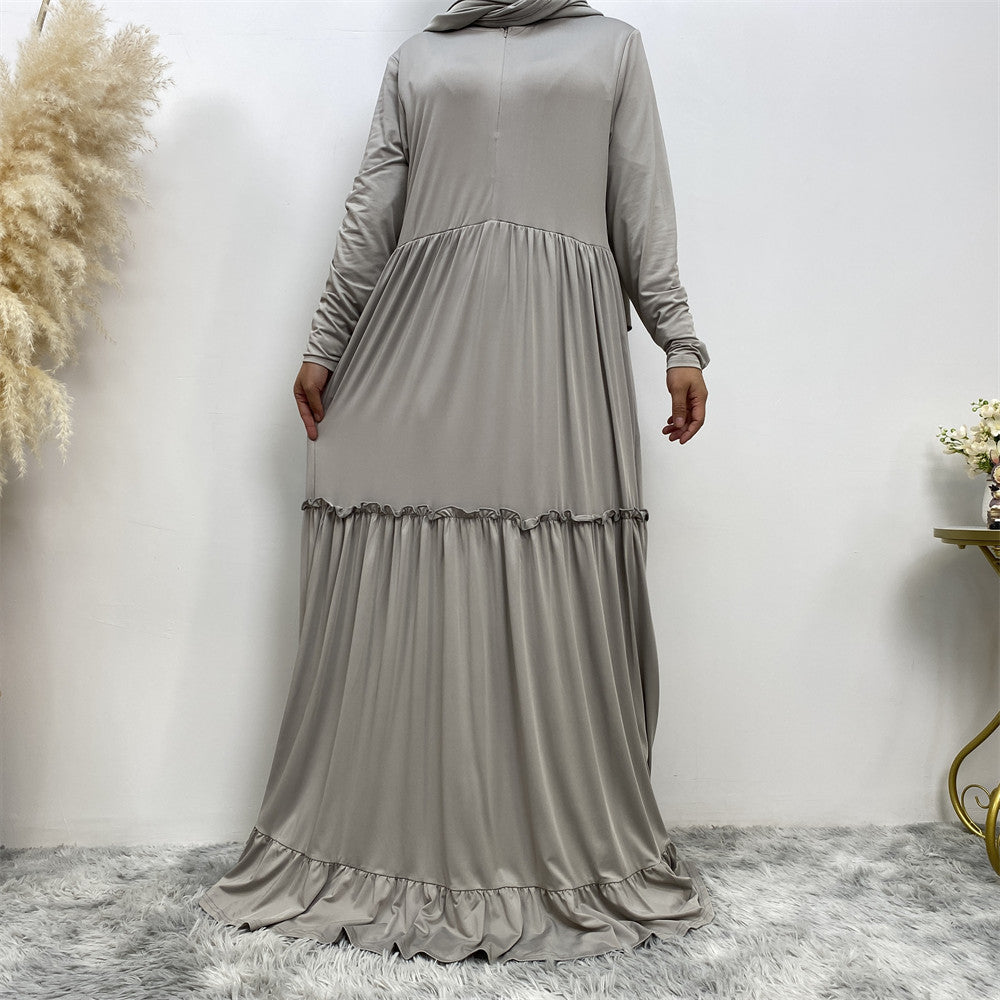 Elegant Solid Color Islamic Style Dress for Women - Modest Fashion Abaya for Prayer, Mosque, and Everyday Wear