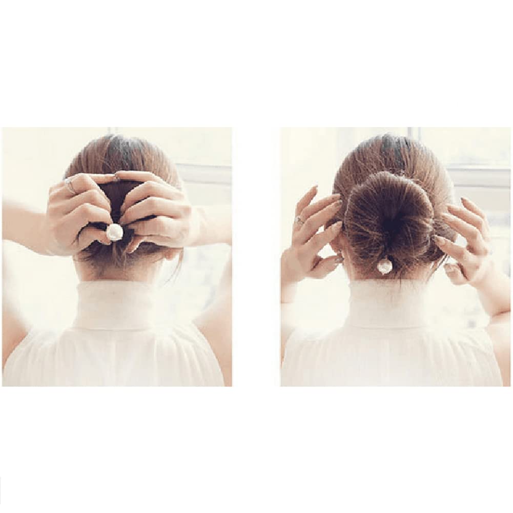 3PCS Magic Donut Bun Maker with Pearl Foam Sponge - Hair Styling Tools for Women & Girls (Black) | Easy Hair Accessories for Ponytail, Updo & Messy Bun Hairstyles at Home, Party or Wedding
