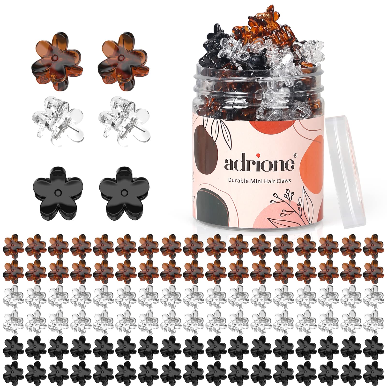 100 Mini Flower Hair Clips for Women - Creaseless Styling Claw Clips for Bangs & Tiny Hair - Perfect for Everyday, Parties & Weddings