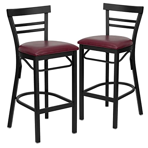 Burgundy Vinyl Seat/Black Metal Frame