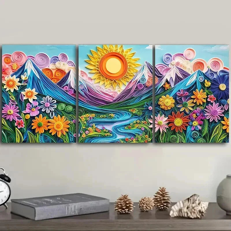 3-Piece Sun Rises from Mountain Wall Art Set - 50x70cm Framed Canvas Prints | High Quality Australian Made | Ready to Hang | Perfect for Living Room, Bedroom & Office Decor