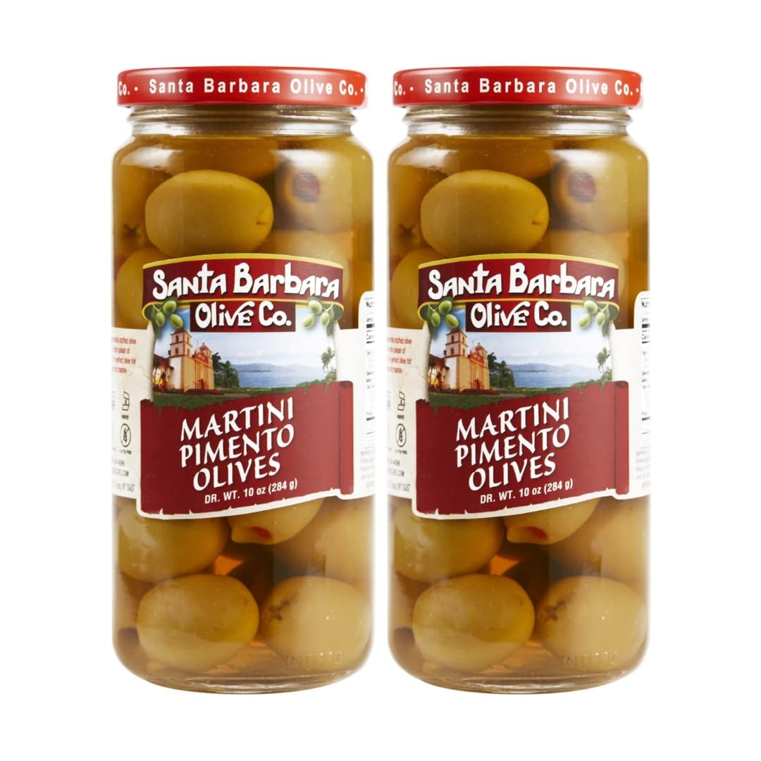 Premium Pimento Stuffed Green Olives 10 oz (2-Pack) – Perfect for Martinis, Cocktails, Charcuterie Boards & Gourmet Snacking