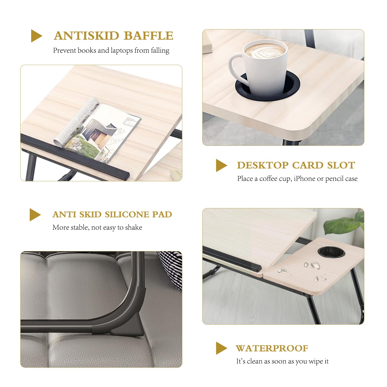 Adjustable Laptop Bed Desk with Cup Holder - 5 Height Levels for Sofa, Bed & Eating - Perfect for Work, Study & Relaxing in Bed or on the Couch