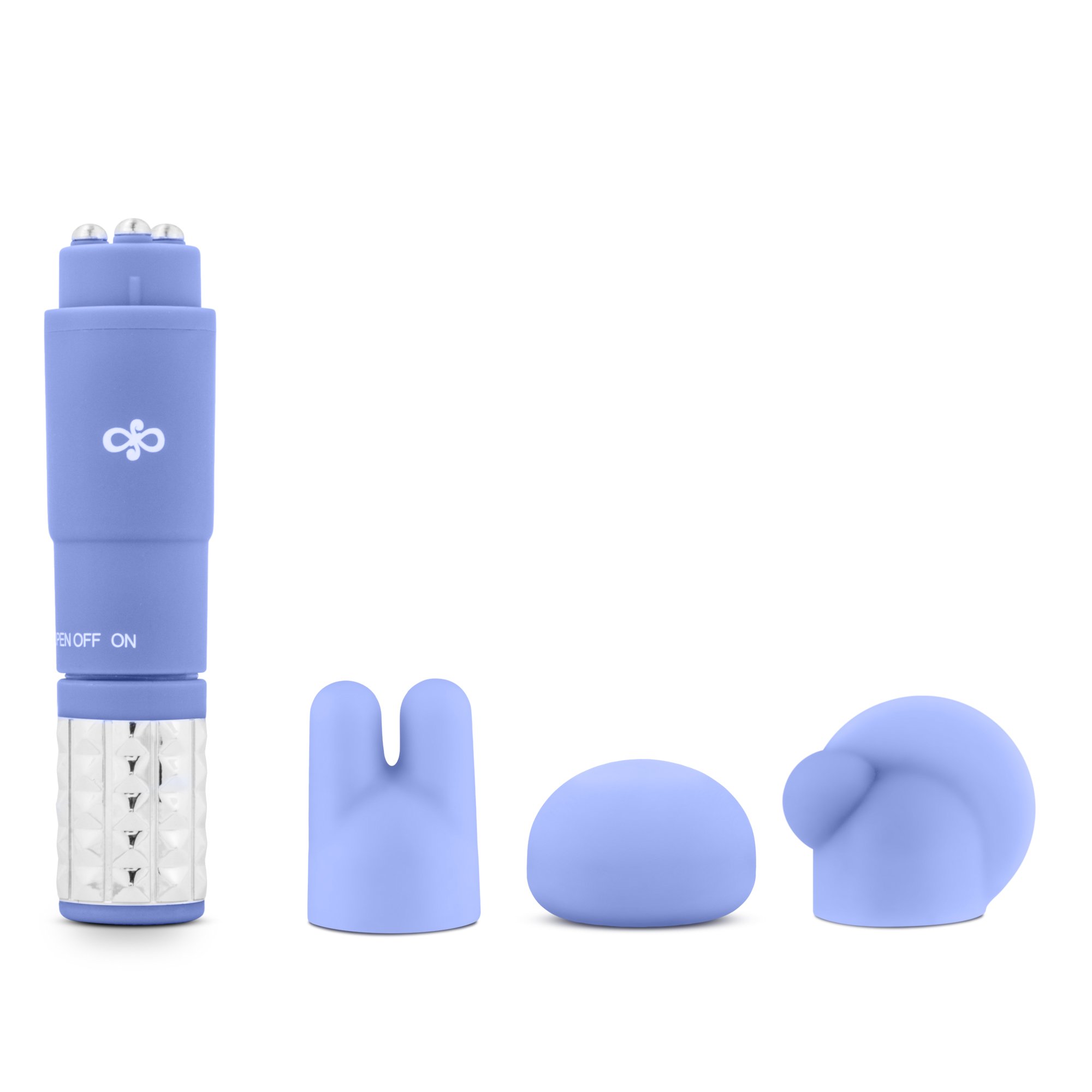 Eden Adult Sex Toys - Powerful Rechargeable Vibrating Wand for Women - 3 Silicone Attachments for Clitoral, G-Spot & Nipple Stimulation - Compact Handheld Massager for Stress Relief & Sensual Pleasure - Perfect for Solo Play & Couples Intimacy - Periwinkle Blue