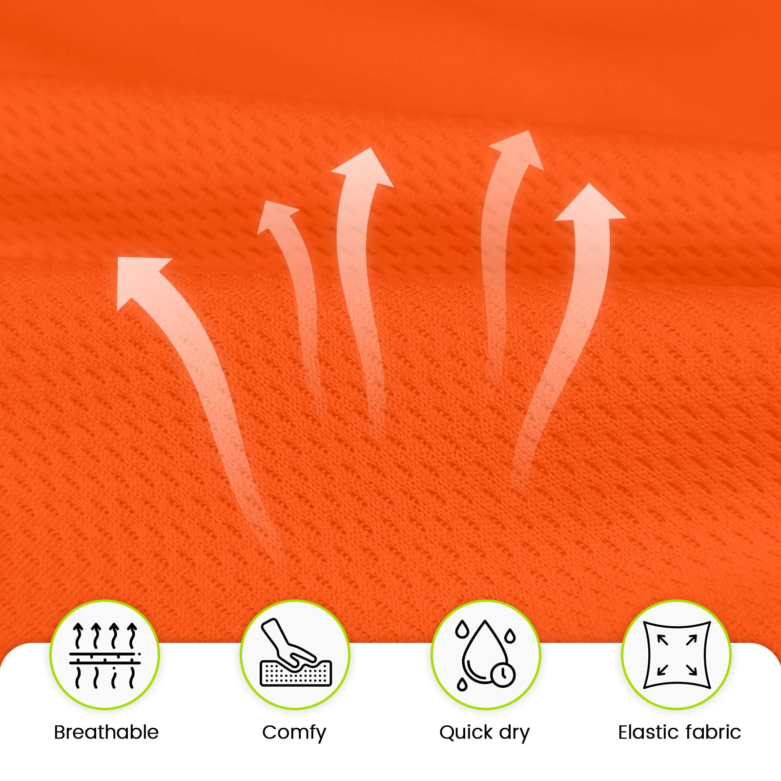 High Visibility Safety Shirts for Men & Women - 3 Pack Breathable Hi-Vis Hooded Shirts with Long Sleeves, UCH-Orange L | Construction Work, Roadside Safety, Nighttime Outdoor Activities