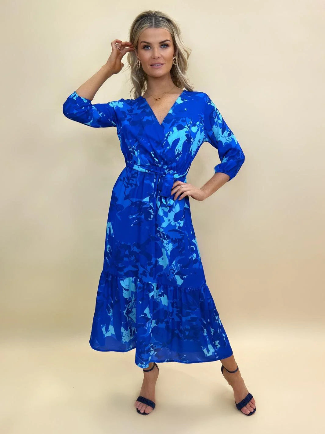 Boho Midi Dress for Women - Flowy Royal Blue & Navy Blue Bohemian Summer Dress - Perfect for Beach, Vacation, and Casual Outings