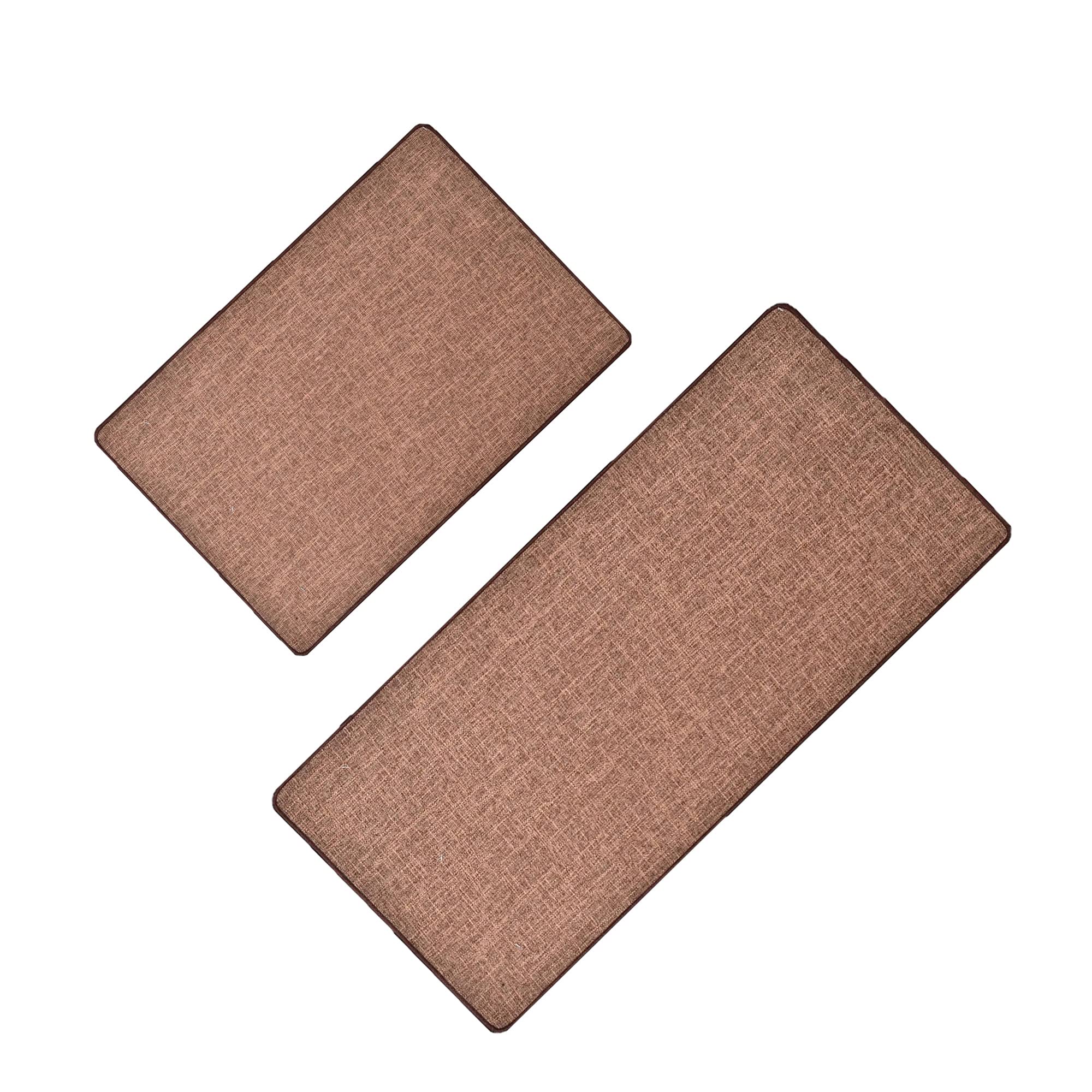 Non-Slip Woven Kitchen Mat Set of 2 - Premium Solid Brown Anti-Fatigue Floor Mats for Cooking & Dishwashing Areas - Waterproof & Easy Clean Kitchen Rug for Sink & Stove Protection