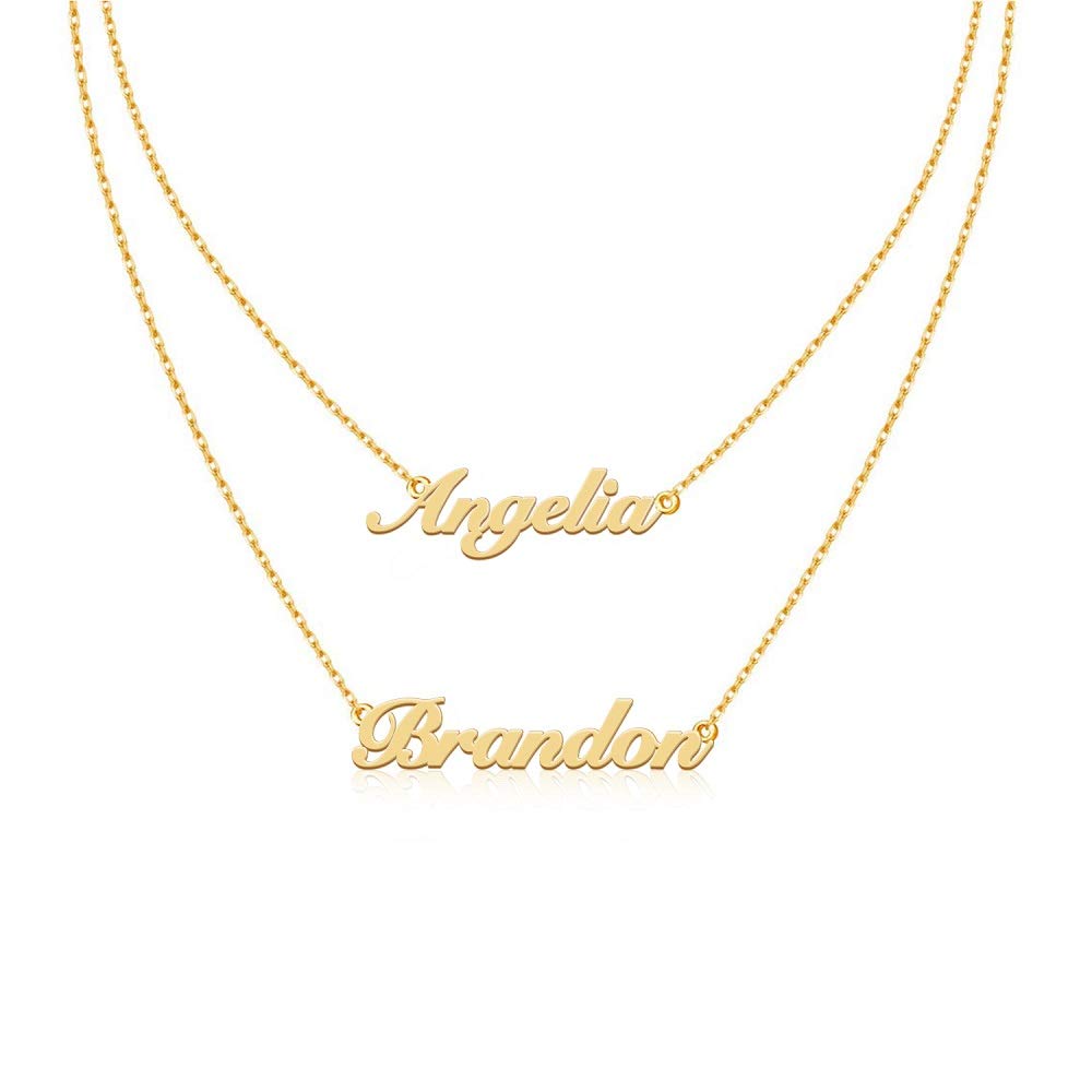 Personalized Custom Name Necklace for Women - 10K 14K 18K Gold Layered Pendant, Anniversary Birthday Gift for Her, Elegant Jewelry for Date Night & Special Occasions