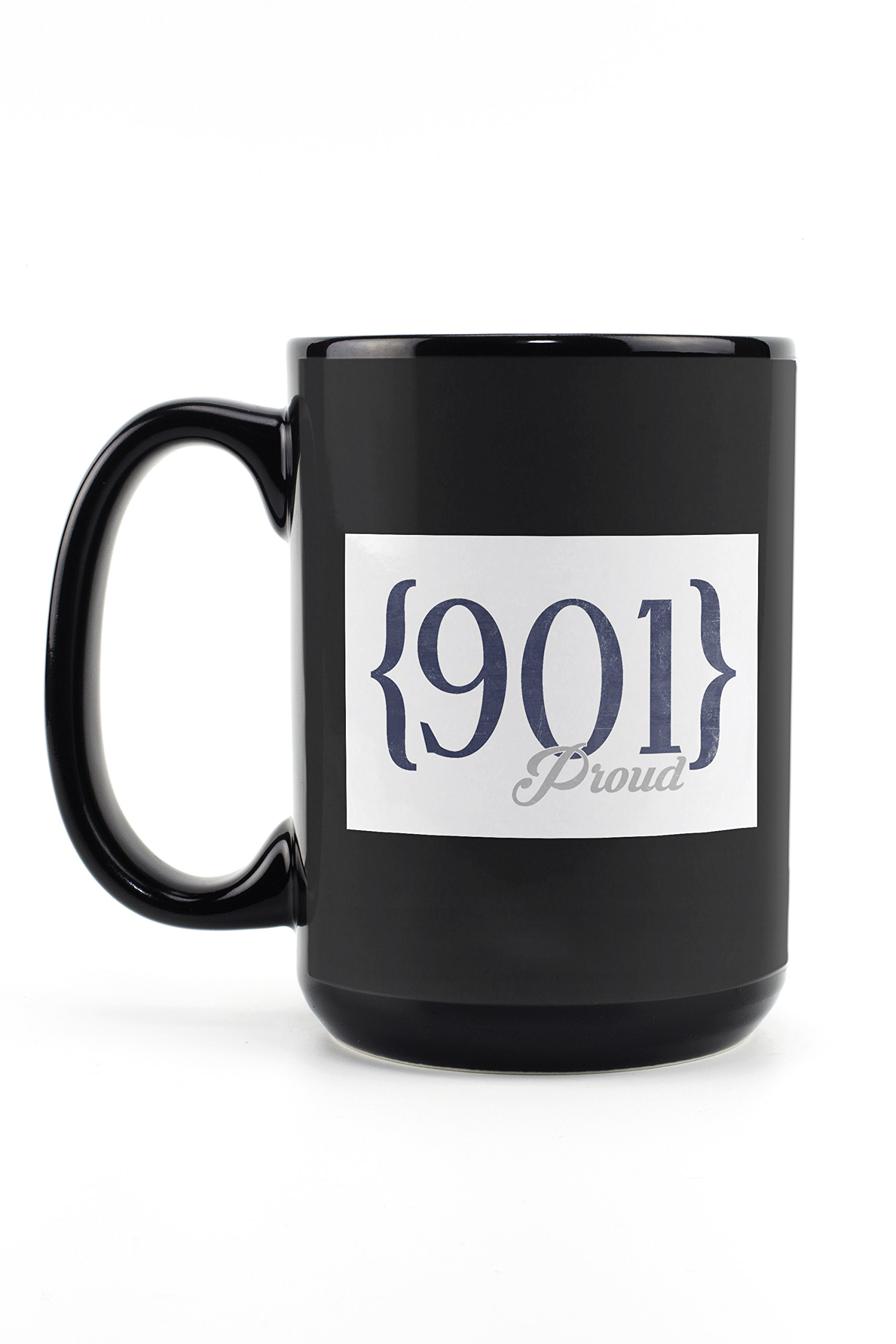 Lantern Press Memphis Tennessee 901 Area Code Blue 15oz Black Ceramic Coffee Mug - Microwave & Dishwasher Safe - Perfect for Home, Office & Gifts