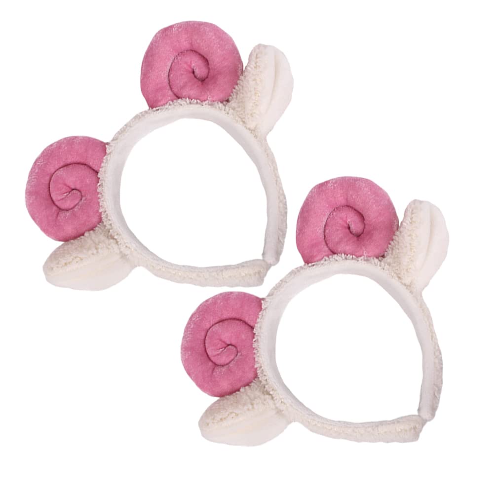 VALICLUD 2 Pack Soft Plush Sheep Ears Headband - Cute Lamb Ear Hair Band for Women & Girls (Pink) - Perfect for Makeup, Shower, Face Washing, Cosplay & Everyday Use